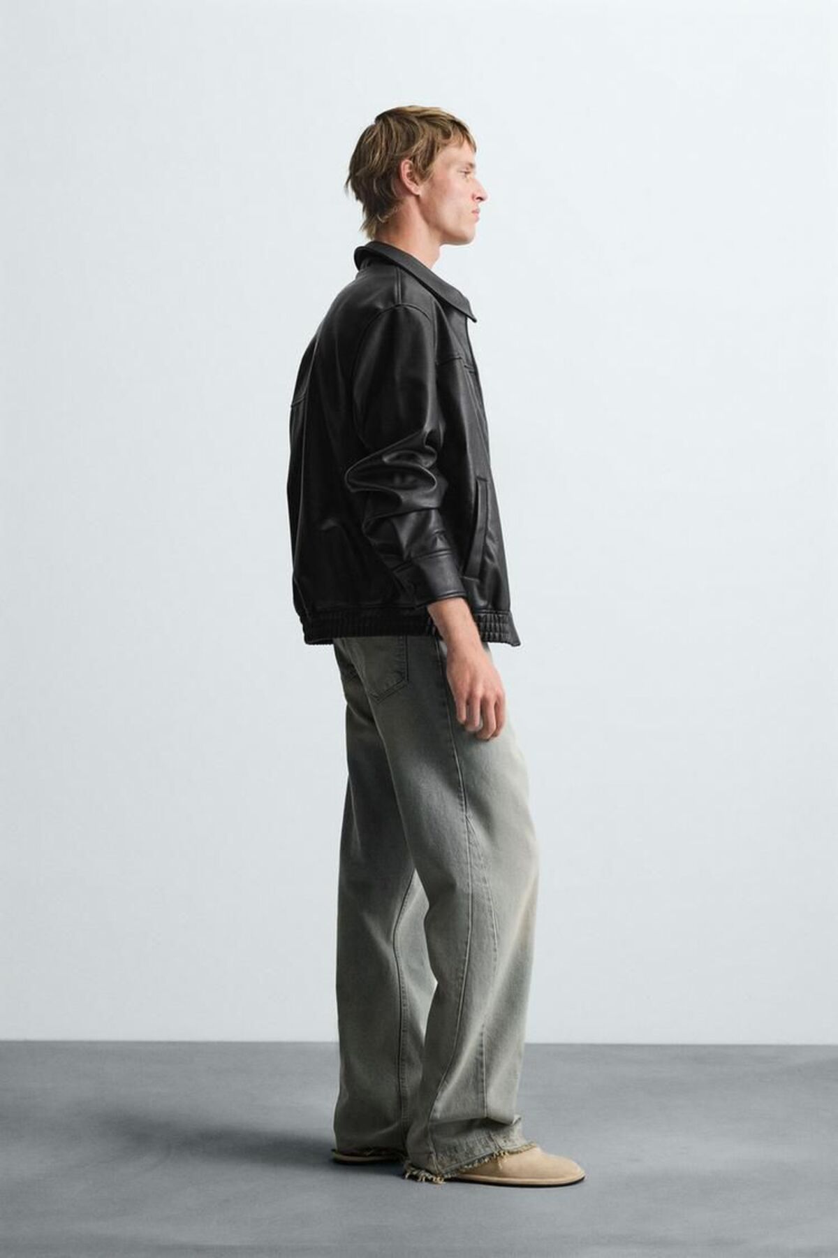 Mach  Oversize unisex İçi Kürklü deri ceket - Görsel 4