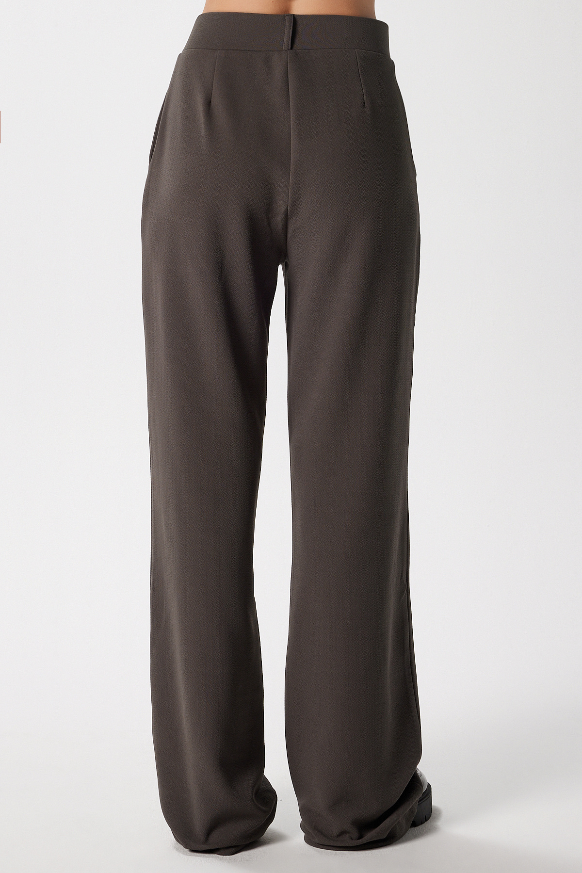 Ritnice  Likra Serisi Lift Süs Dikişli Esnek Antrasit Palazzo Pantolon - Görsel 7