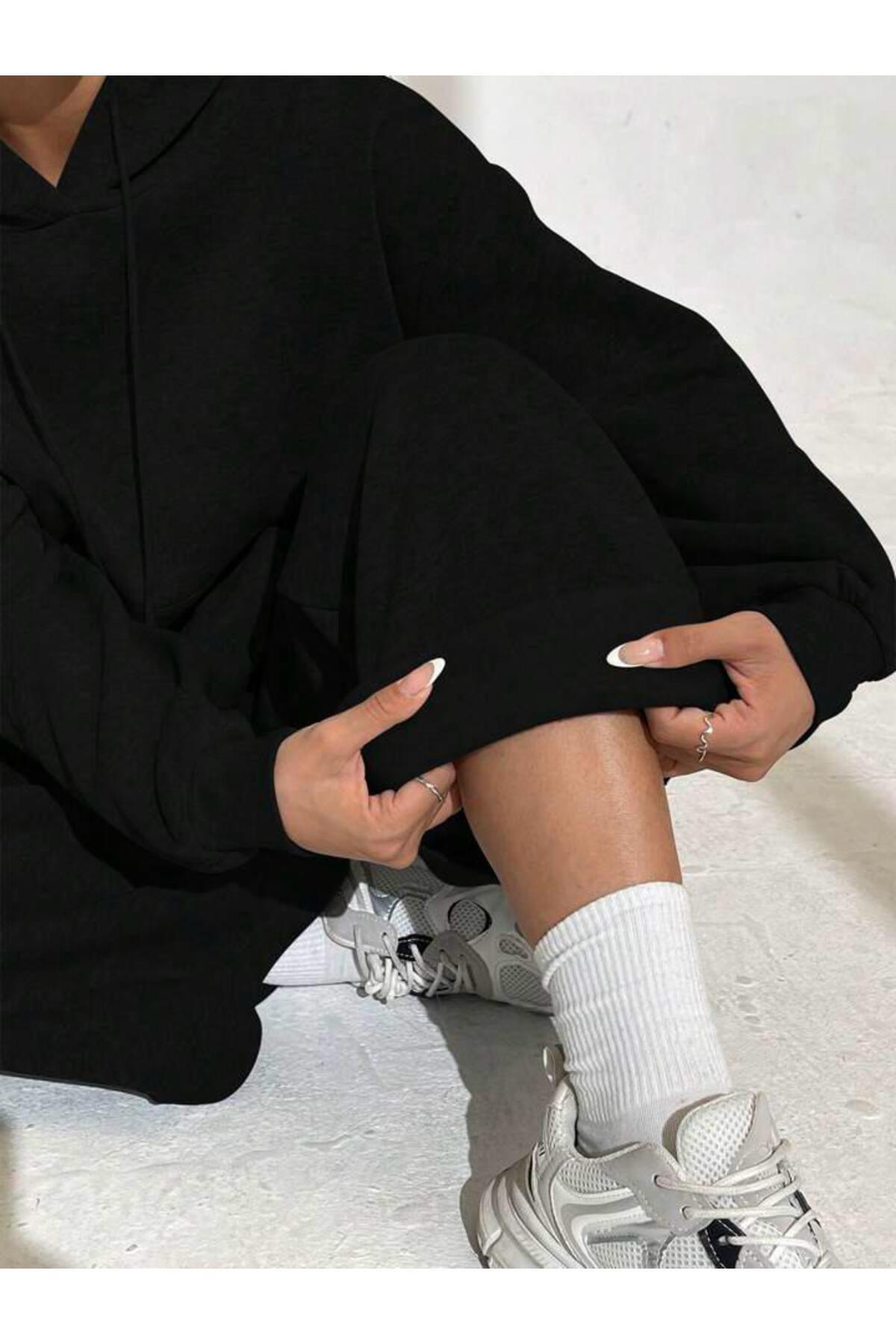 ست گرمکن/ست لباس ورزشی کلاهدار مشکی — مشکی WL/tkm001 — تصویر 6 از 7
