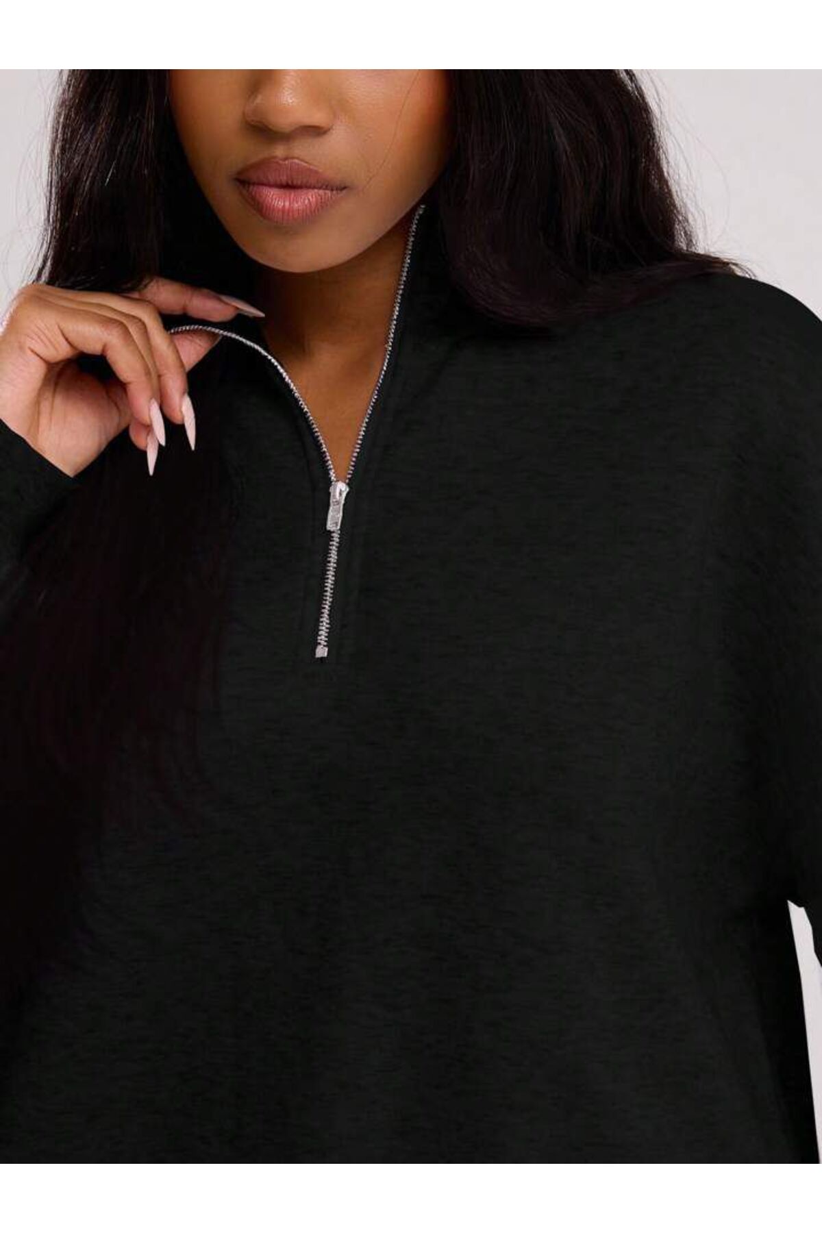 Siyah WideLeg/Geniş Paça Dik Yaka Sweatshirt /Alt Eşofman Takımı — مشکی WL/tkm002 — تصویر 4 از 5