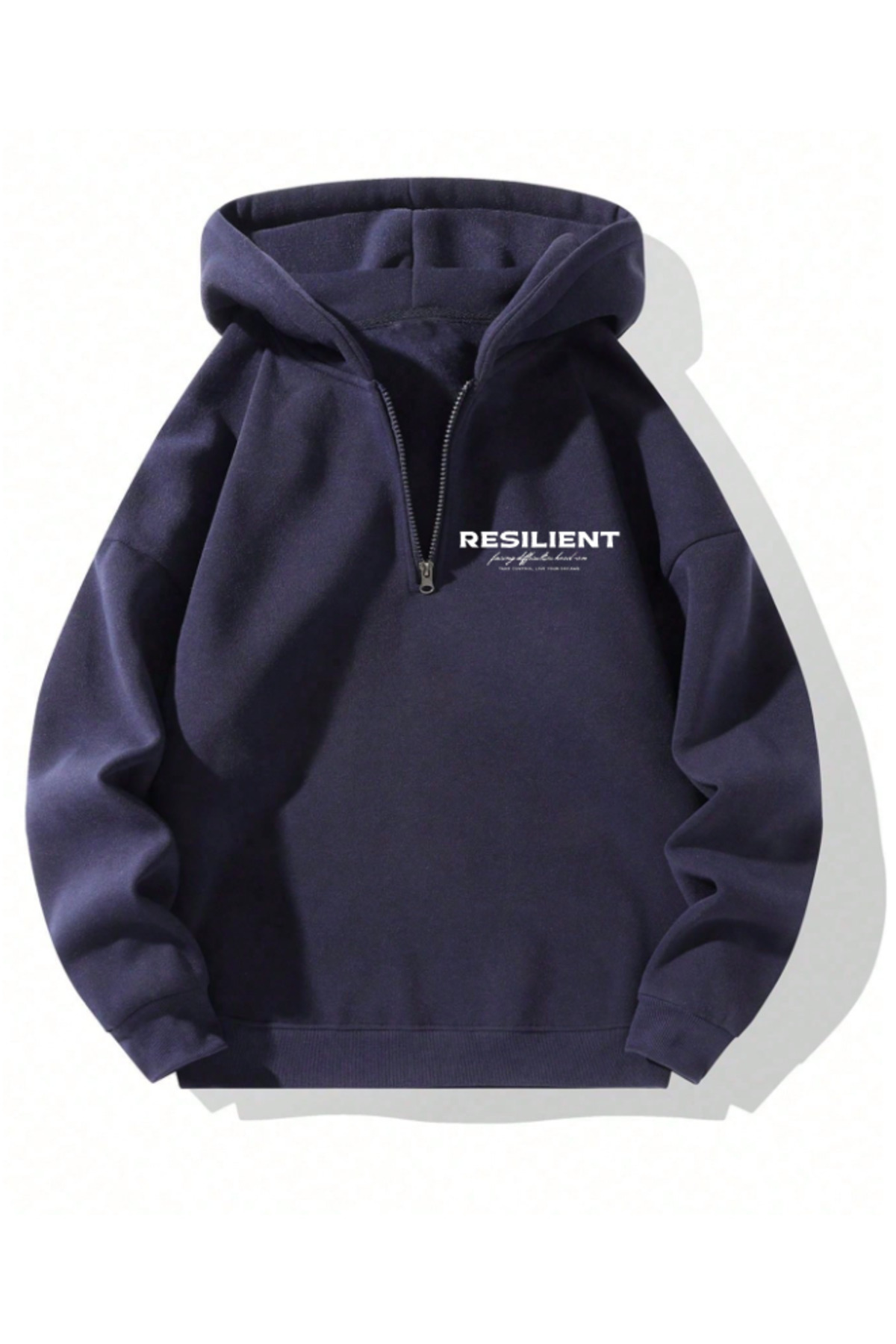 Unisex Erkek/Kadın YARIM KAPÜŞONLU RESILIENT Renkli Özel Pamuklu Oversize Sweatshirt — سرمه‌ای RESILIENT-REVASSER-
