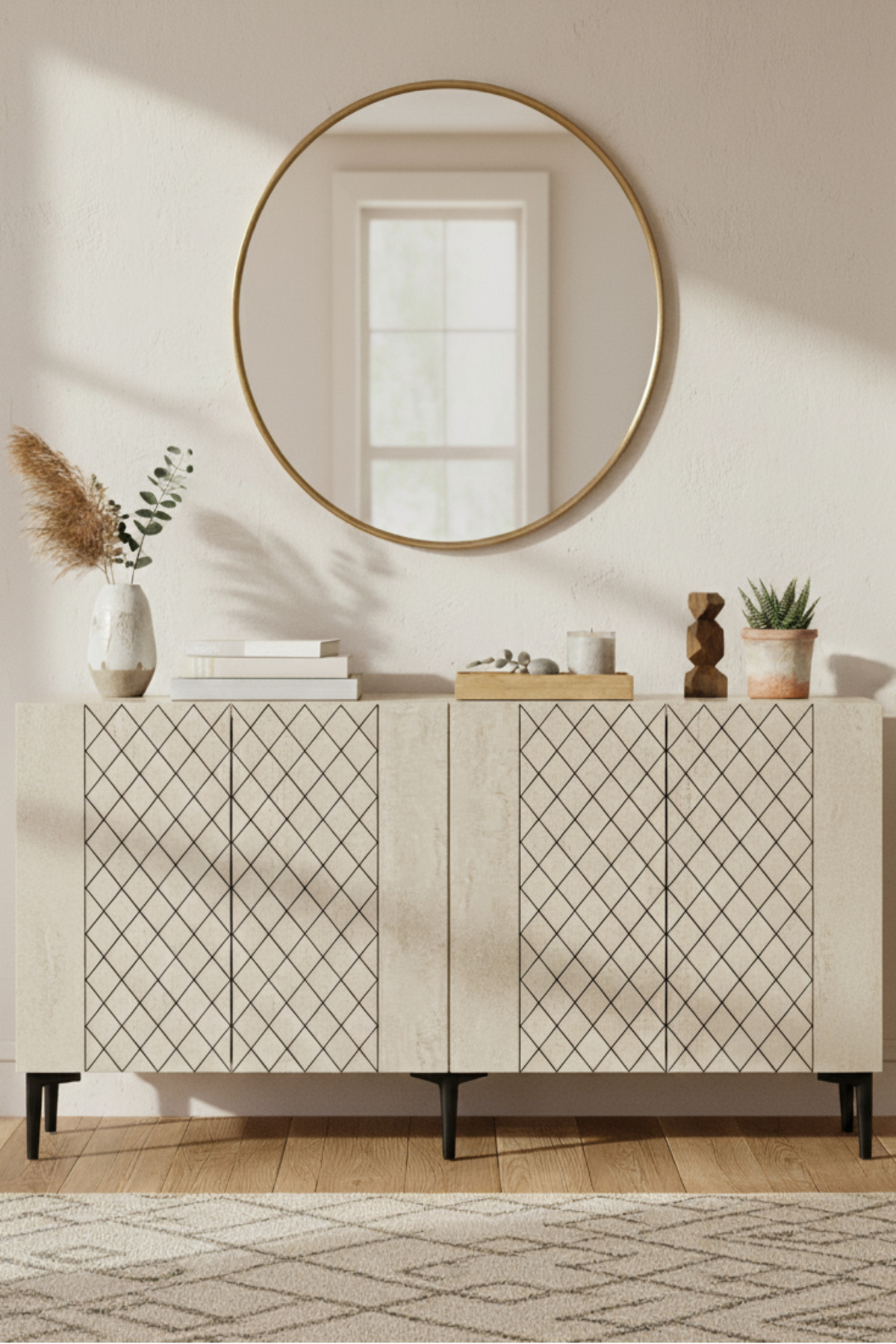 CENEYRA KA1512BT RESSO KONSOL, TV SEHPASI BEYAZ-TRAVERTEN 150cm