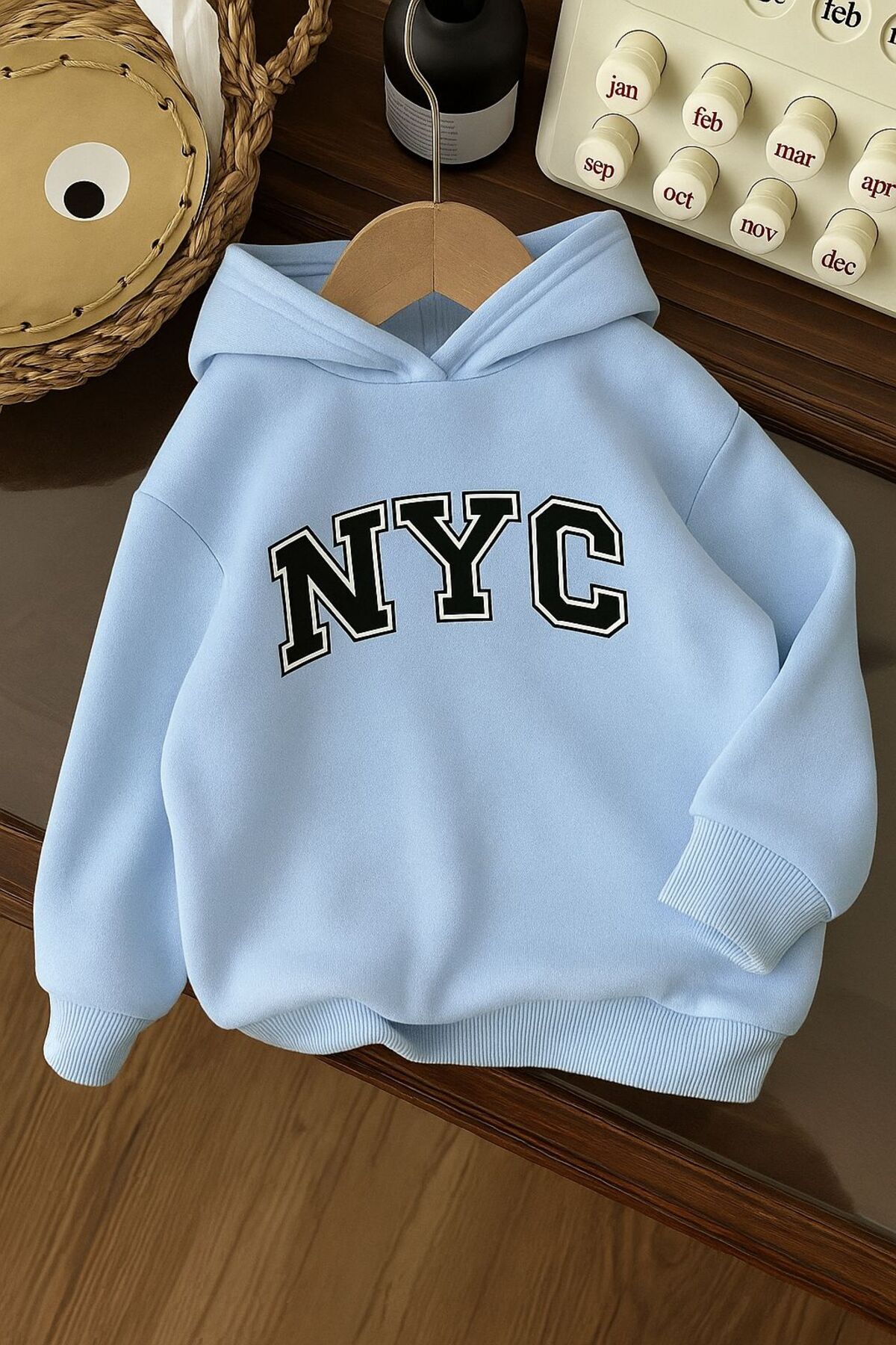 BENROMA 3 İPLİK PENYE NYC BASKILI ÜNİSEX KAPÜŞONLU ÇOCUK SWEAT