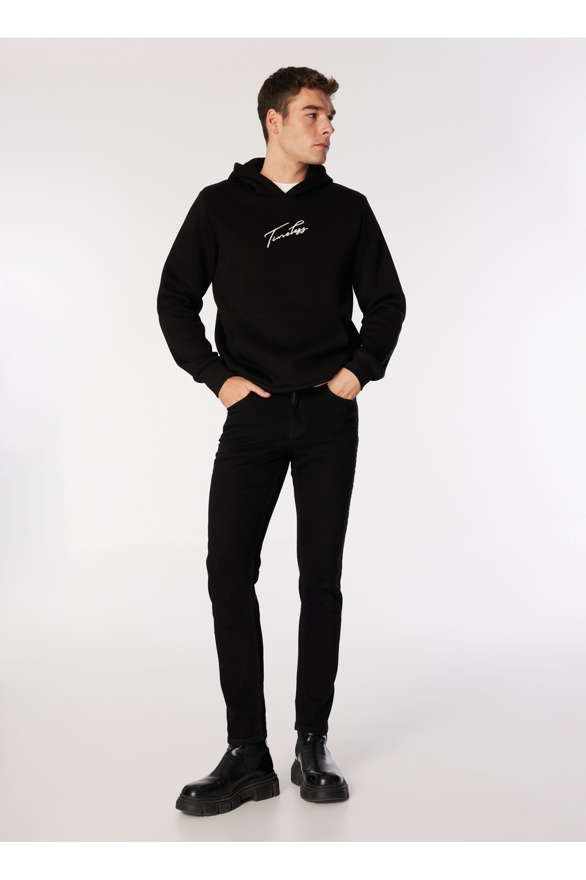 کارل لگرفیلد شلوار جین مردانه مشکی ساده اسلیم فیت ۲۴۵D۱۱۰۵_KLJ SLIM DENIM