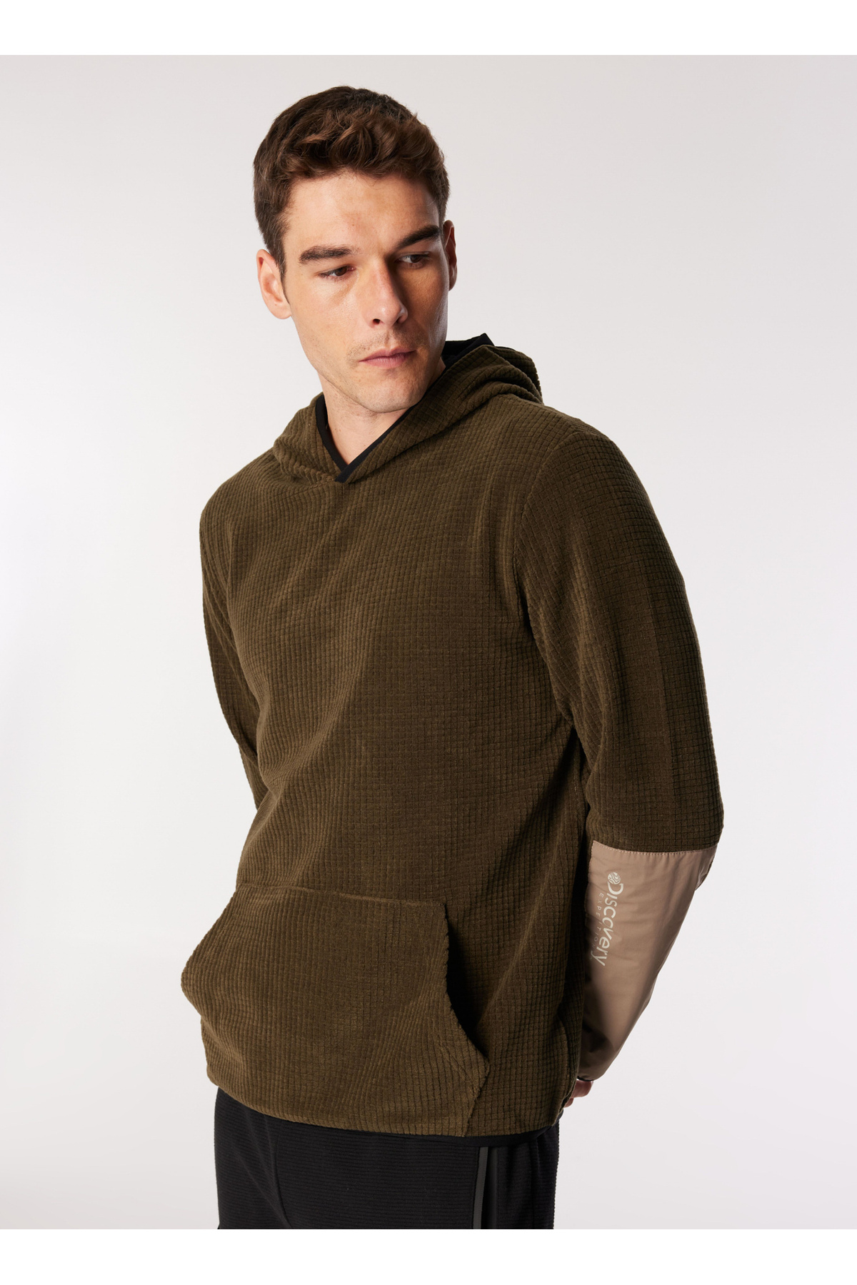 Discovery Expedition Haki Erkek Kapüşon Yaka Relaxed Fit Jakarlı Sweatshirt D4WM-SWT3265 görsel 3