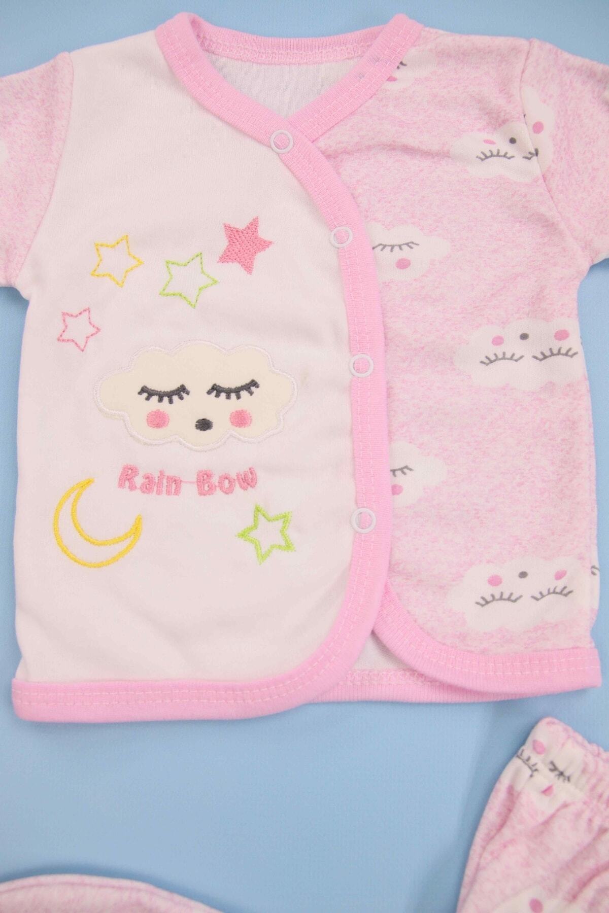 Lindakids Bulut Desenli 3 ' Lü Yenidoğan Pembe Bebek Takım fotoğrafı 3 (önizleme)