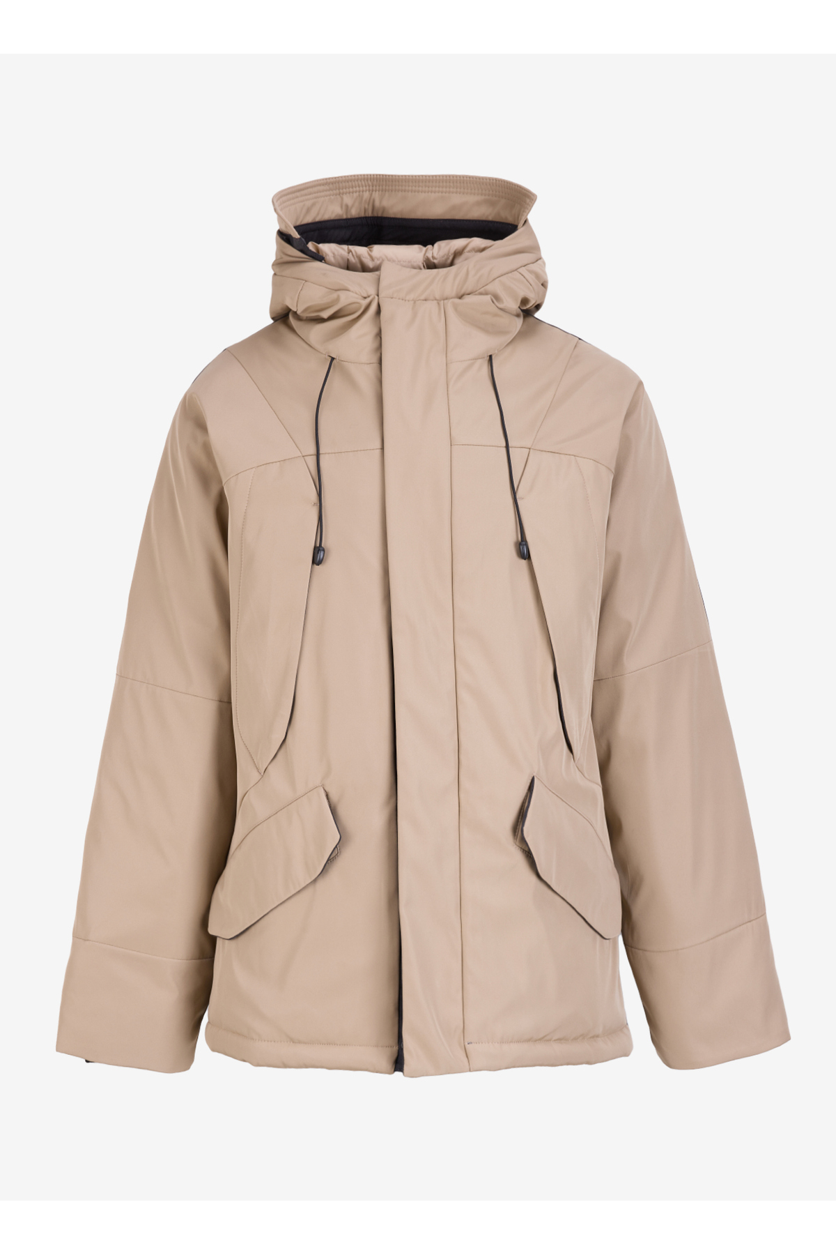 فابریکا کت مردانه کلاه دار یقه گرد طرح ساده از جنس موی شتری مدل F4WM-KBN 2077