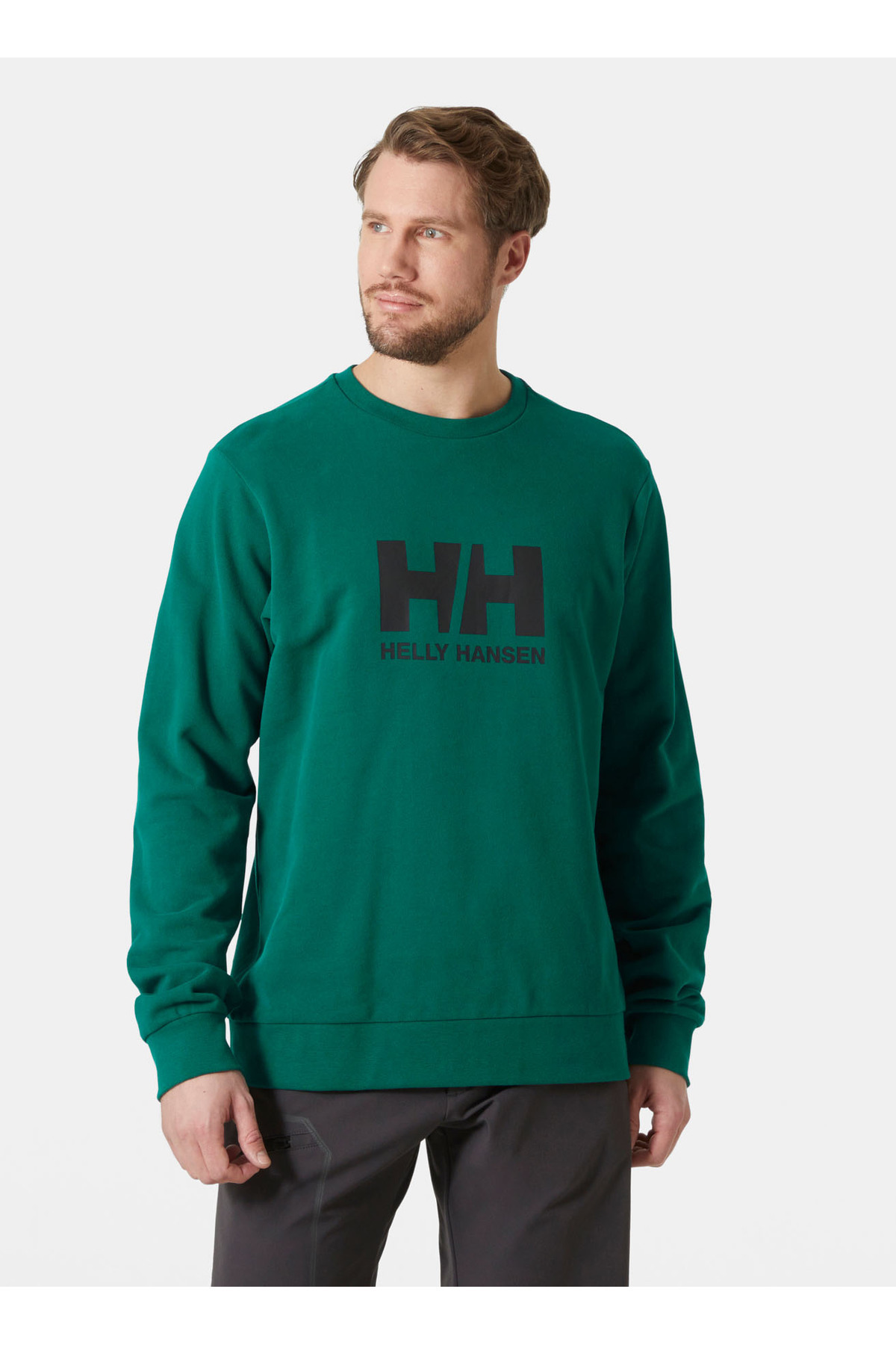 هلی هانسن سویشرت طرح دار با یقه مردانه سبز HHA.30395_HELLY HANSEN HH LOGO CREW
