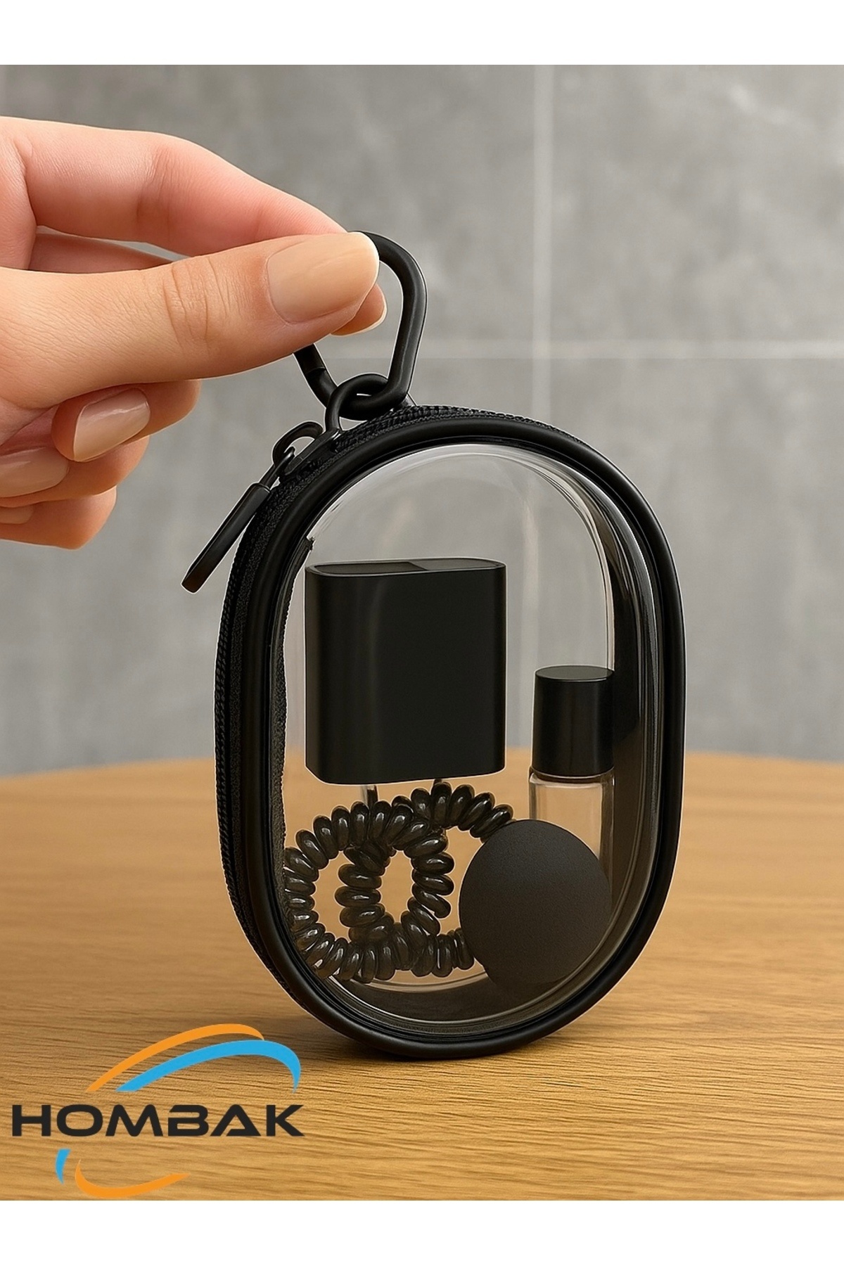 TATA CRAFT Şeffaf Mini Çanta Fermuarlı -beyaz-klipsli Kulaklık Şarj Anahtar Düzenleyici