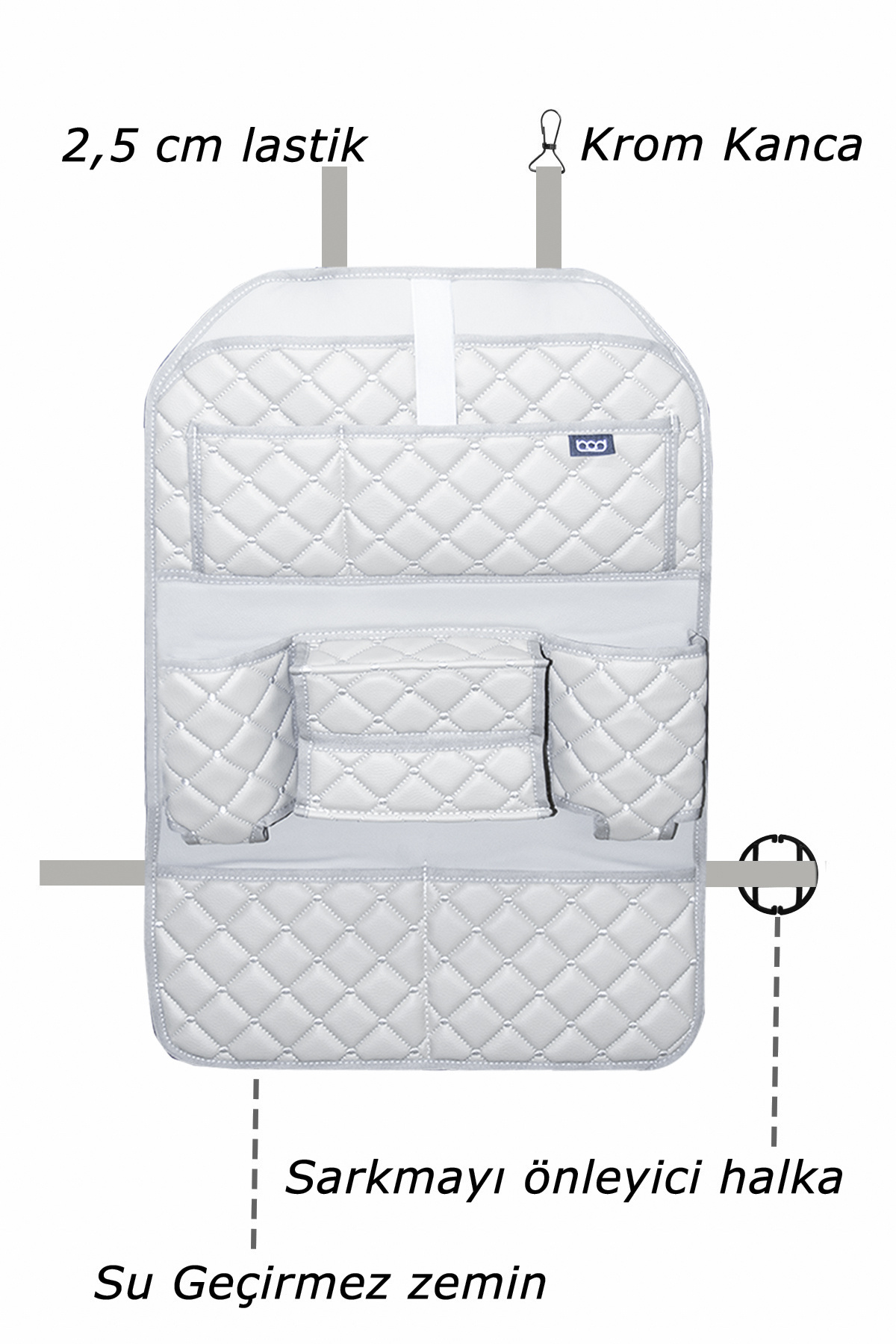 Bod Cunda Oto Koltuk Arkası Koruyucu Eşya Düzenleyici Araç içi Organizer Gri fotoğrafı 2 (önizleme)