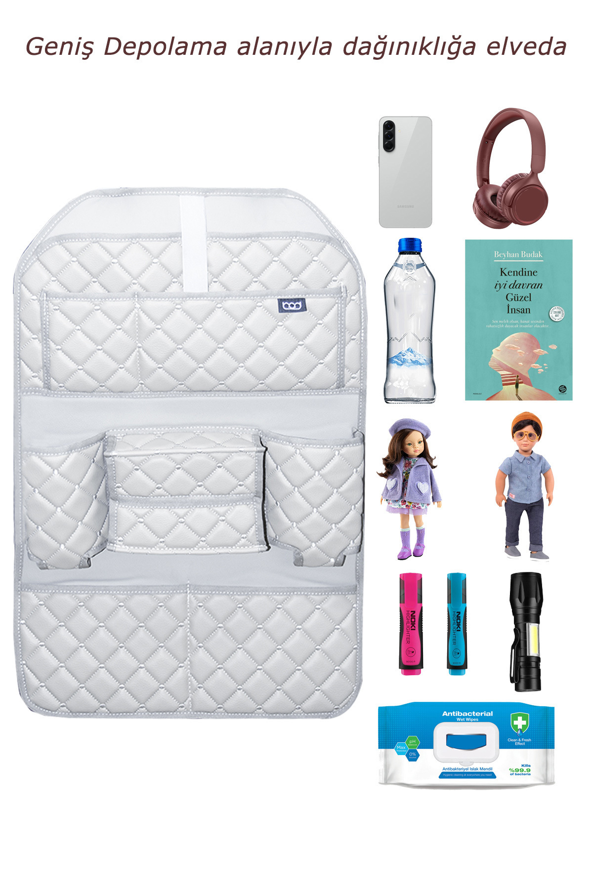 Bod Cunda Oto Koltuk Arkası Koruyucu Eşya Düzenleyici Araç içi Organizer Gri fotoğrafı 3 (önizleme)