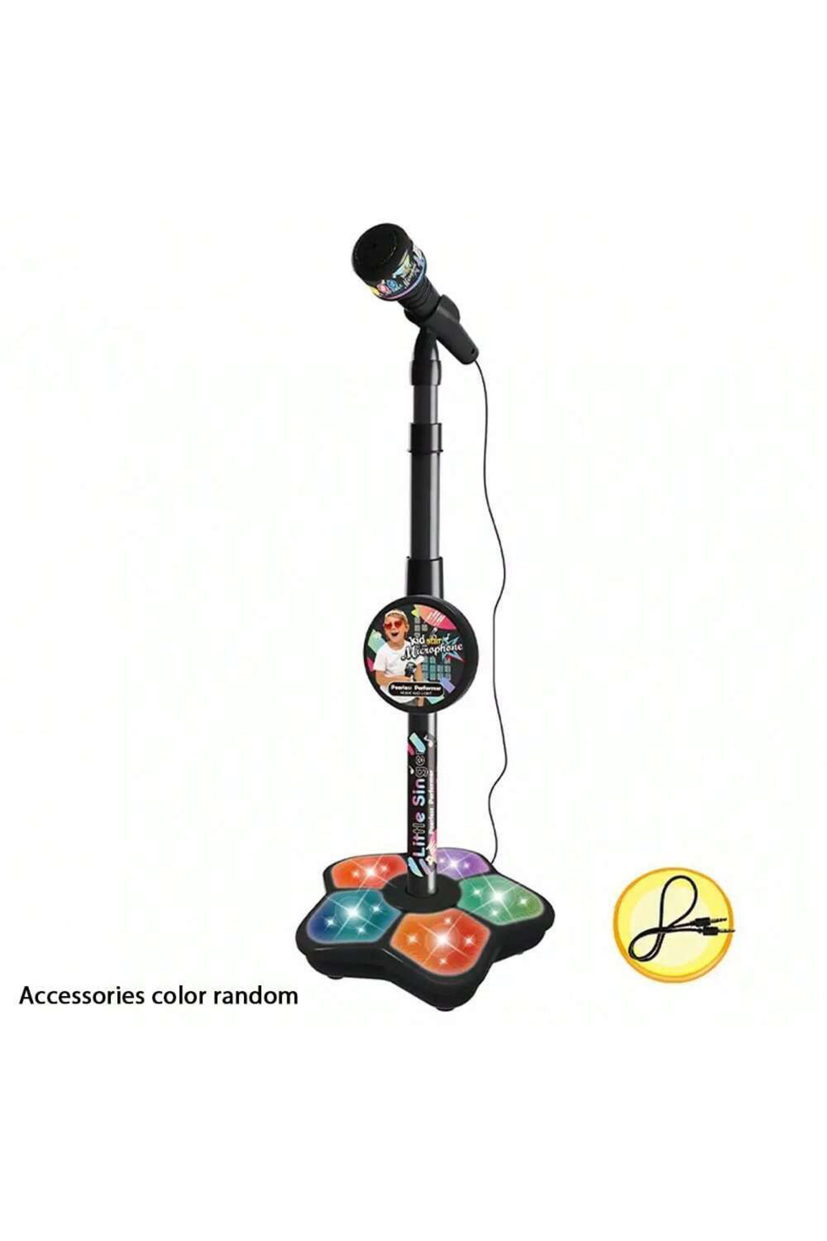 بازی میکروفون استنددار کودکان مشکی، کارائوکه الکترونیکی قابل حمل کودکان، میکروفون کارائوکه پارتی بادوام
