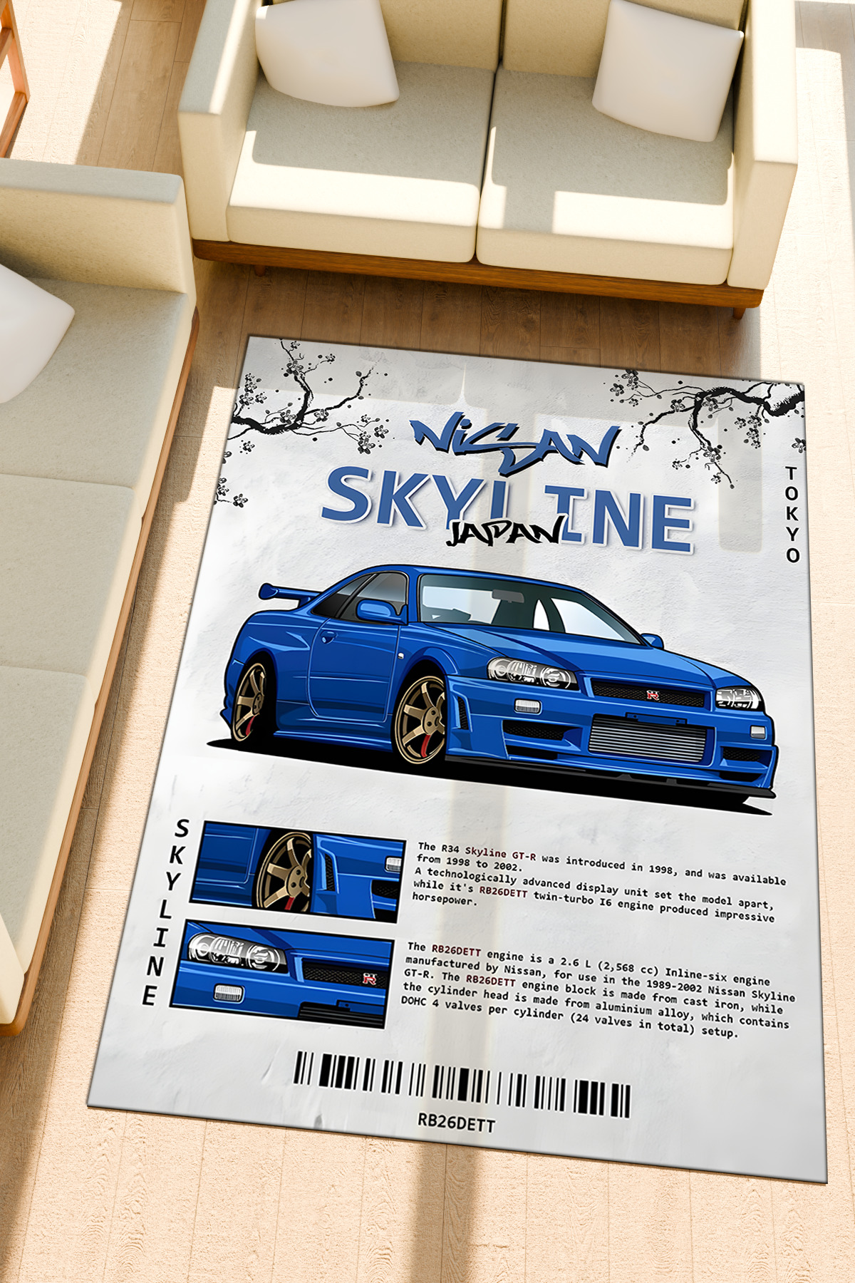 FG Store Nissan Skyline GT-R R34 Dijital Baskılı Makinede Yıkanabilir ...