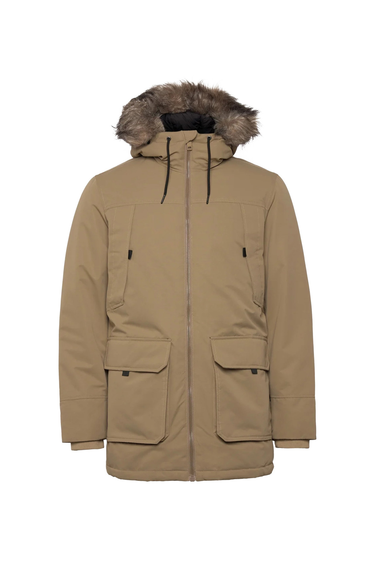 جک اند جونز پالتو مردانه قهوه ای روشن JJECONSTRUCT FAUX FUR PARKA SN