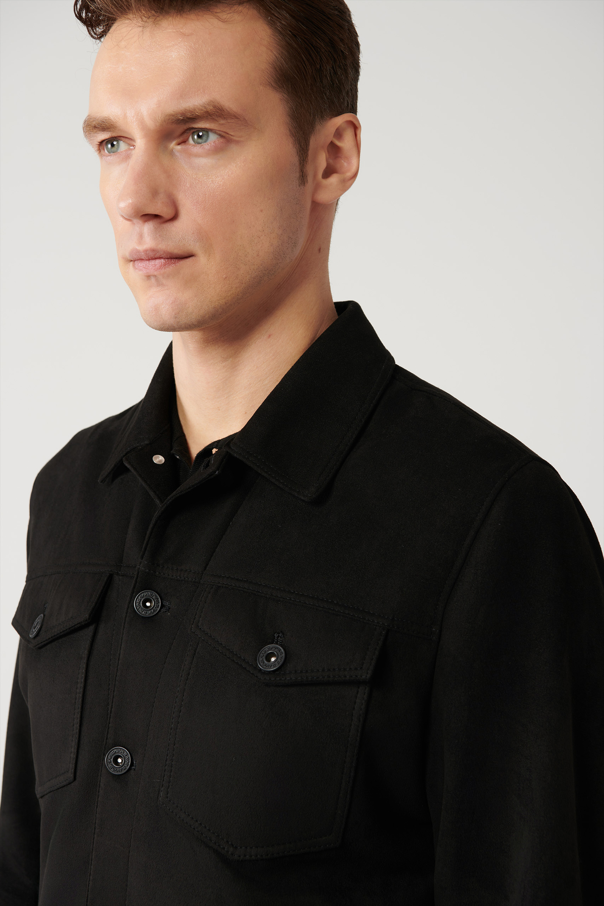 Avva  Erkek Siyah Klasik Yaka Süet Görünümlü Cepli Ceket A41Y6011 - Görsel 2