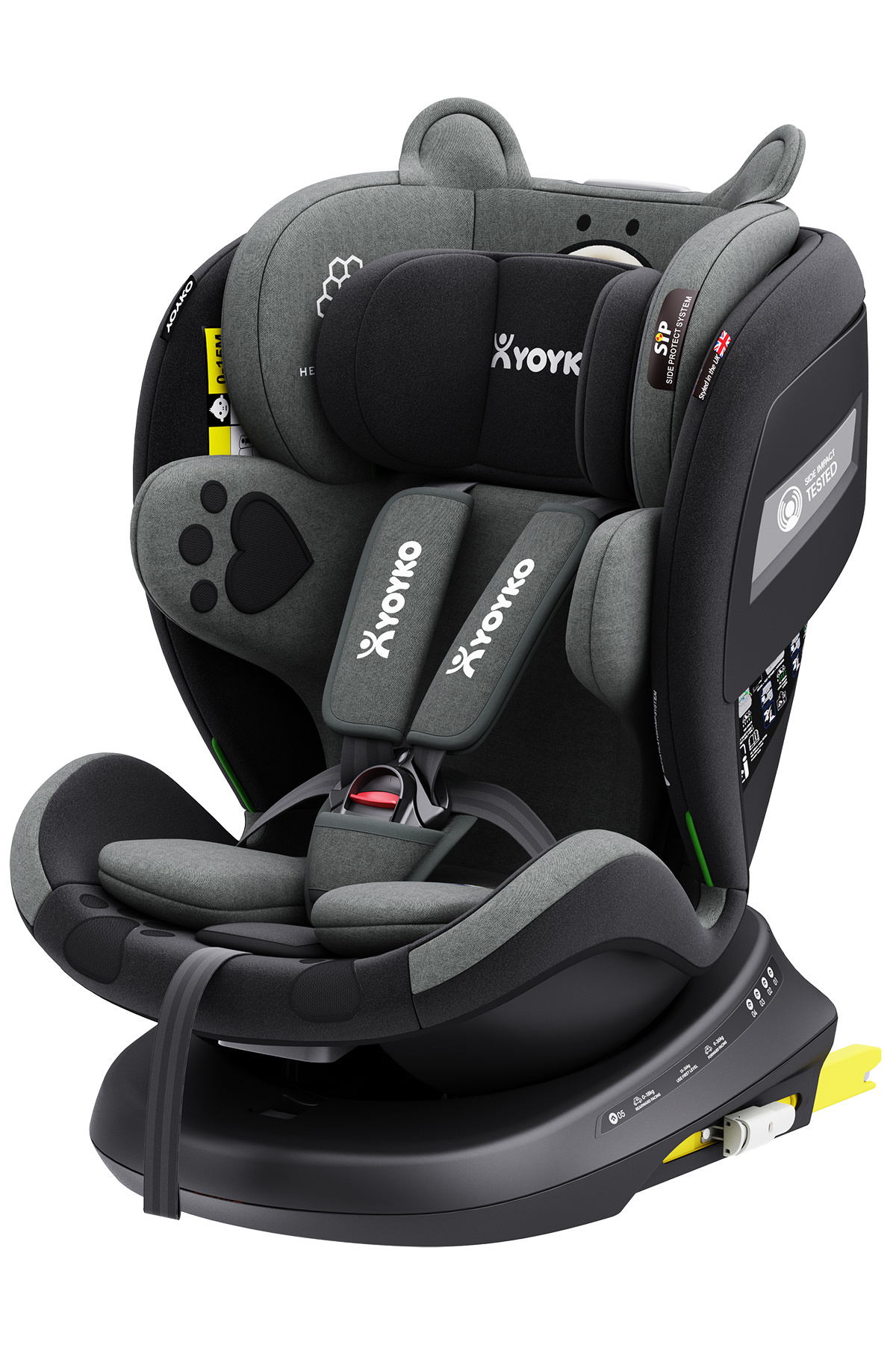 yoykoshop Yoyko Bear 360 Derece Dönebilir Yatabilir 0-36 Kg Isofixli Oto Koltuğu Gri