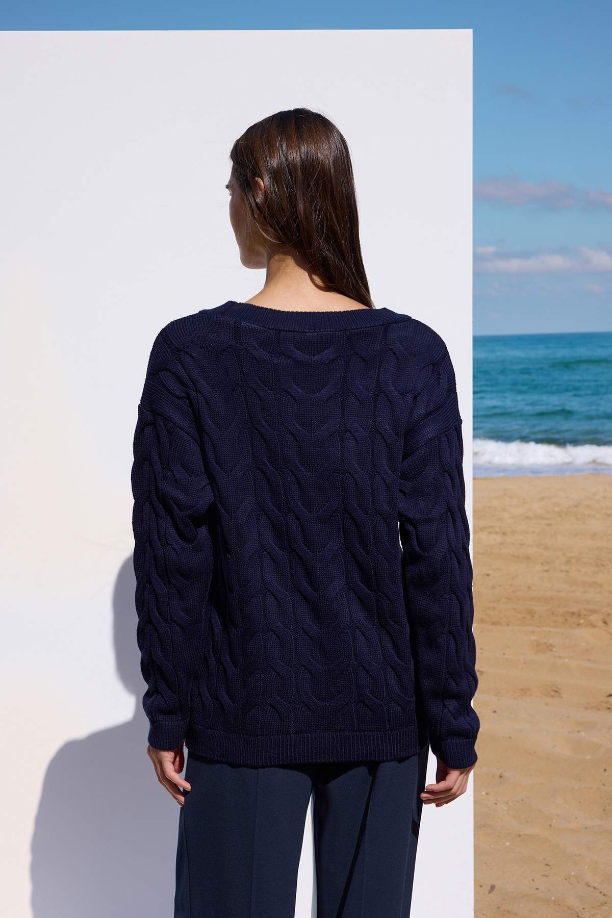 Trendyolmilla  More Sustainable Lacivert Kayık Yaka Triko Kazak TWOAW26KZ00126 - Görsel 4