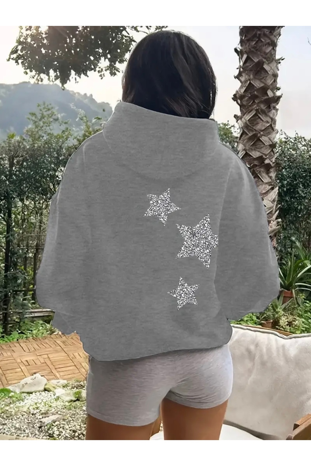FUFLUNS YILDIZ BASKILI OVERSİZE UNISEX SWEATSHİRT
