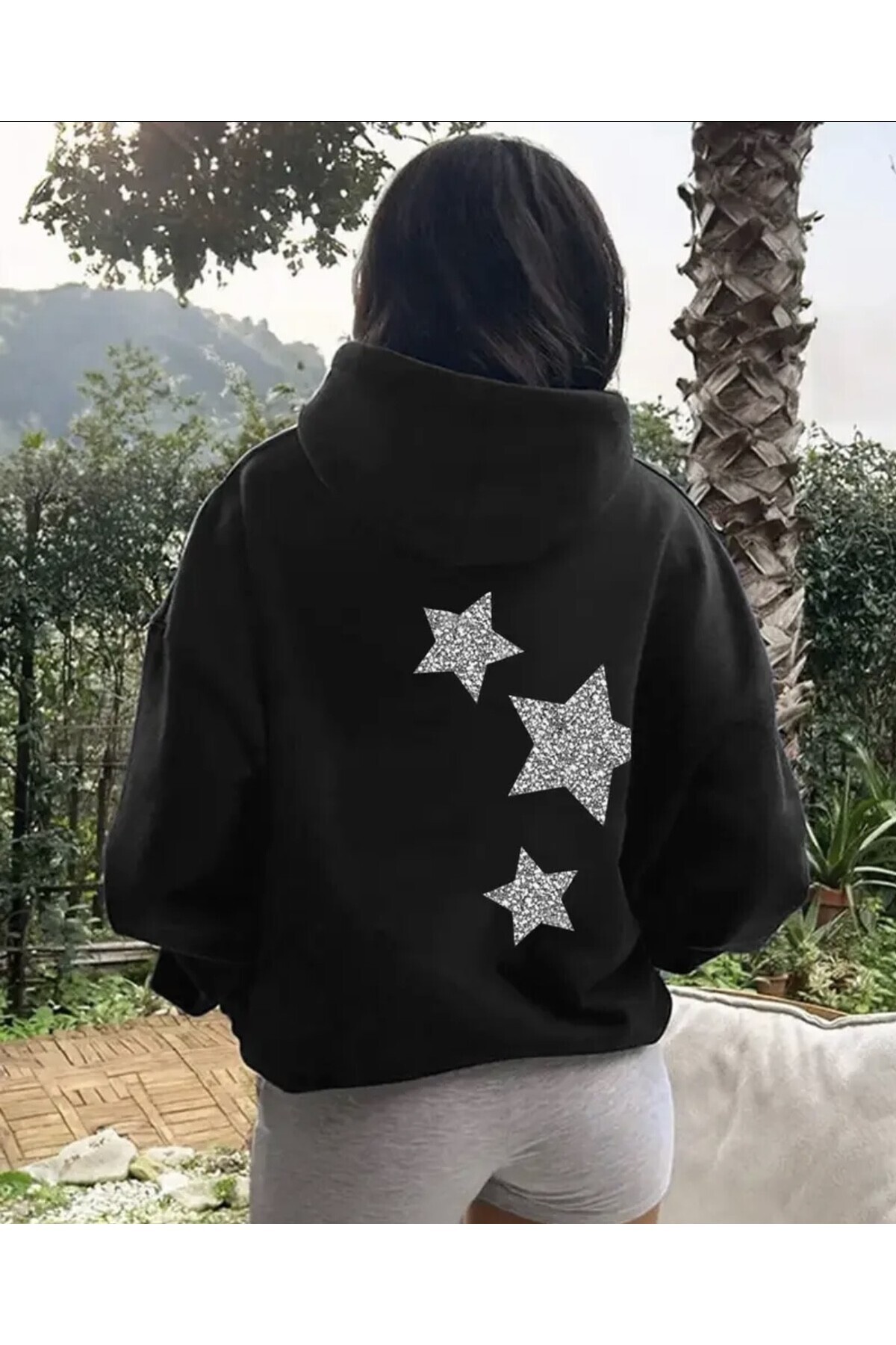 FUFLUNS YILDIZ BASKILI OVERSİZE UNISEX SWEATSHİRT
