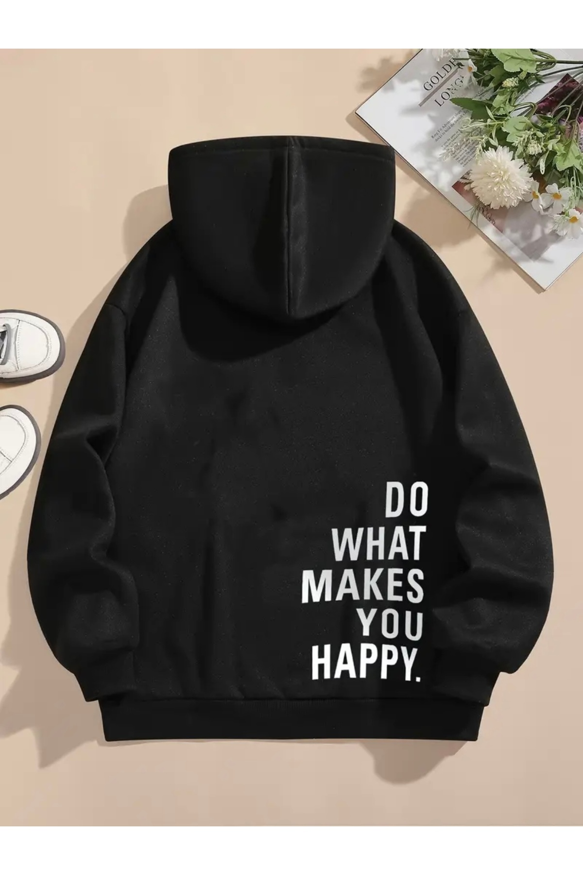 FUFLUNS Do What Makes You Happy Back Printed Oversize Women/Men Unisex Hooded Sweatshirt