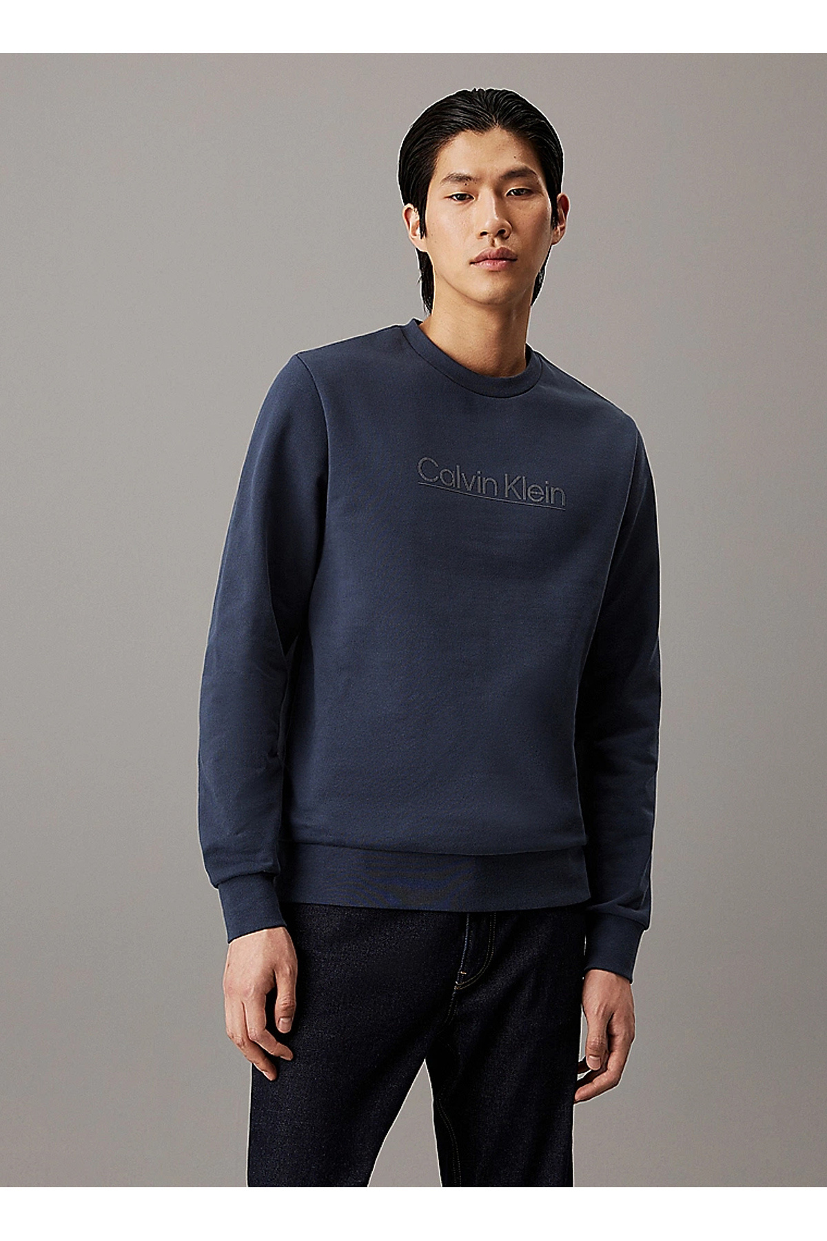 کلوین کلاین سویشرت آستین بلند مردانه طرح لوگو، یقه گرد، رنگ آبی، کد K10K113573-PPK
