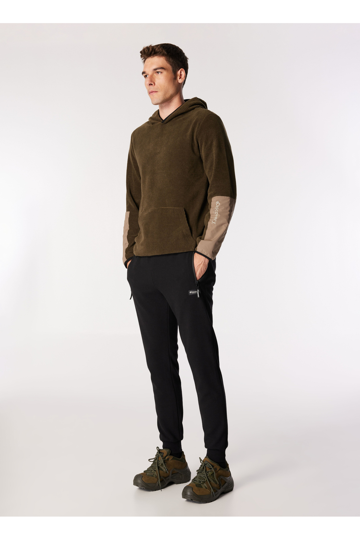 Discovery Expedition Haki Erkek Kapüşon Yaka Relaxed Fit Jakarlı Sweatshirt D4WM-SWT3265 görsel 2