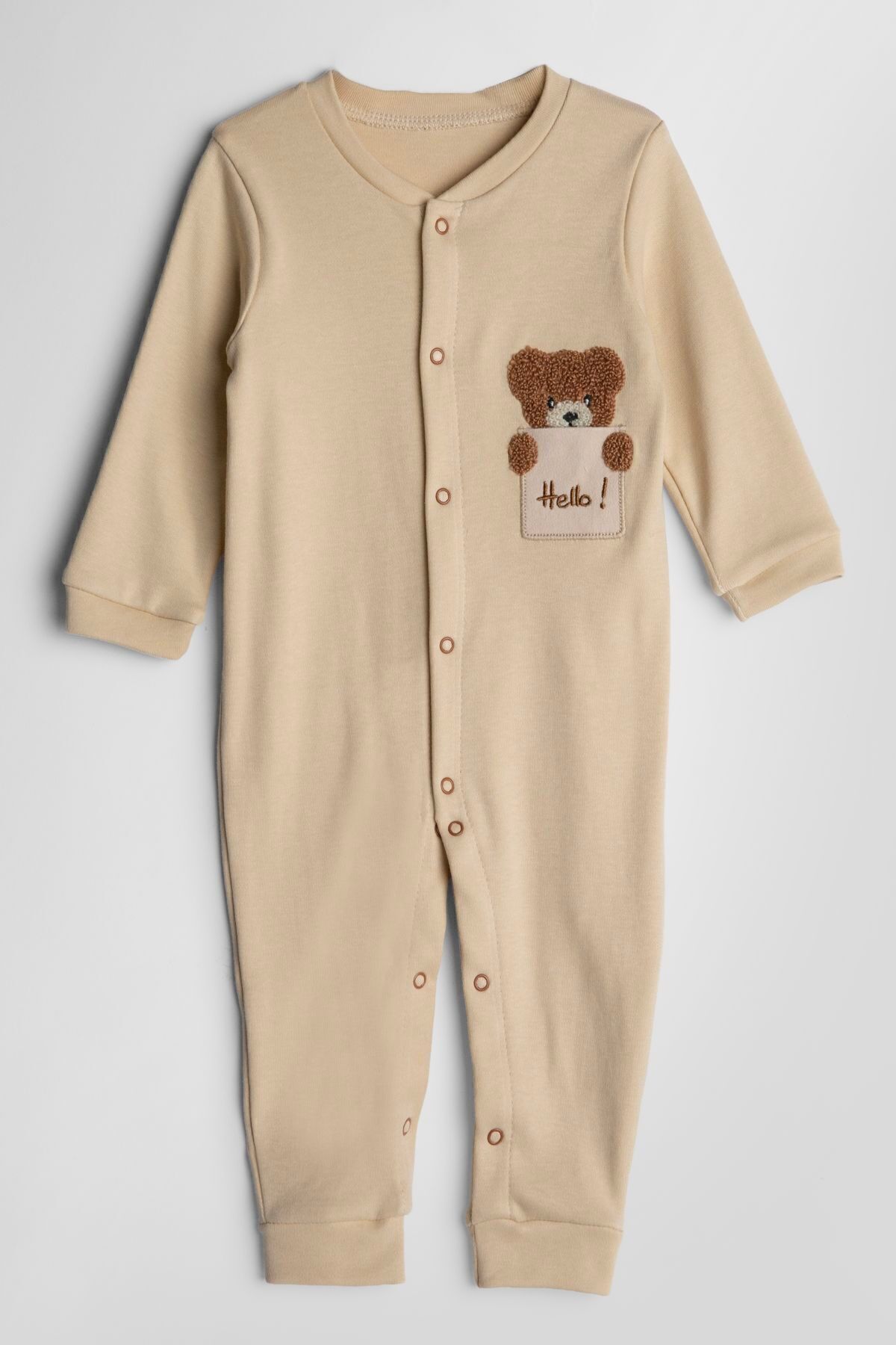 hobbe baby Ayıcık Nakışlı 3 - 24 Ay Bebek & Çocuk Pamuklu Tulum Unisex fotoğrafı 4 (önizleme)