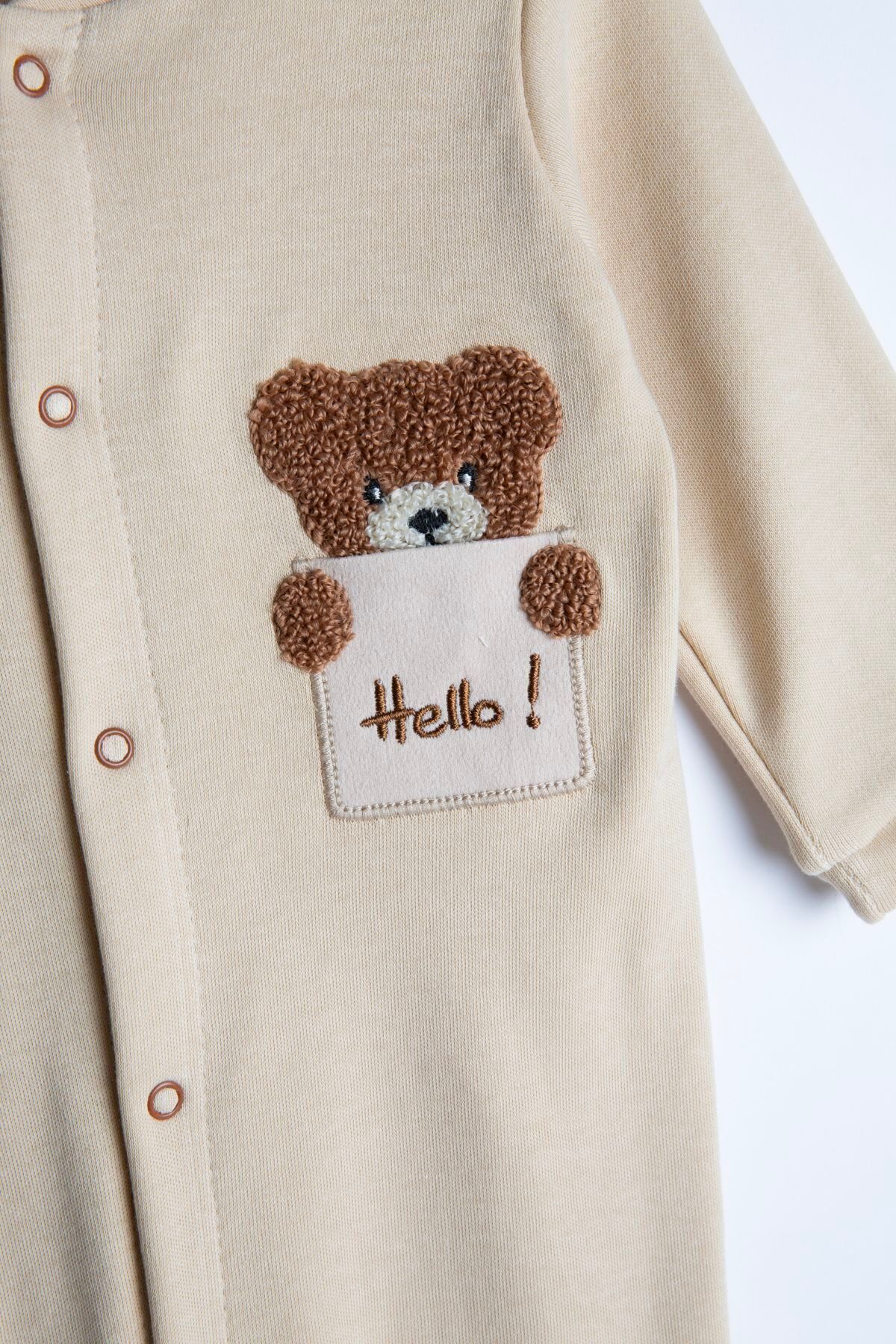 hobbe baby Ayıcık Nakışlı 3 - 24 Ay Bebek & Çocuk Pamuklu Tulum Unisex fotoğrafı 6 (önizleme)