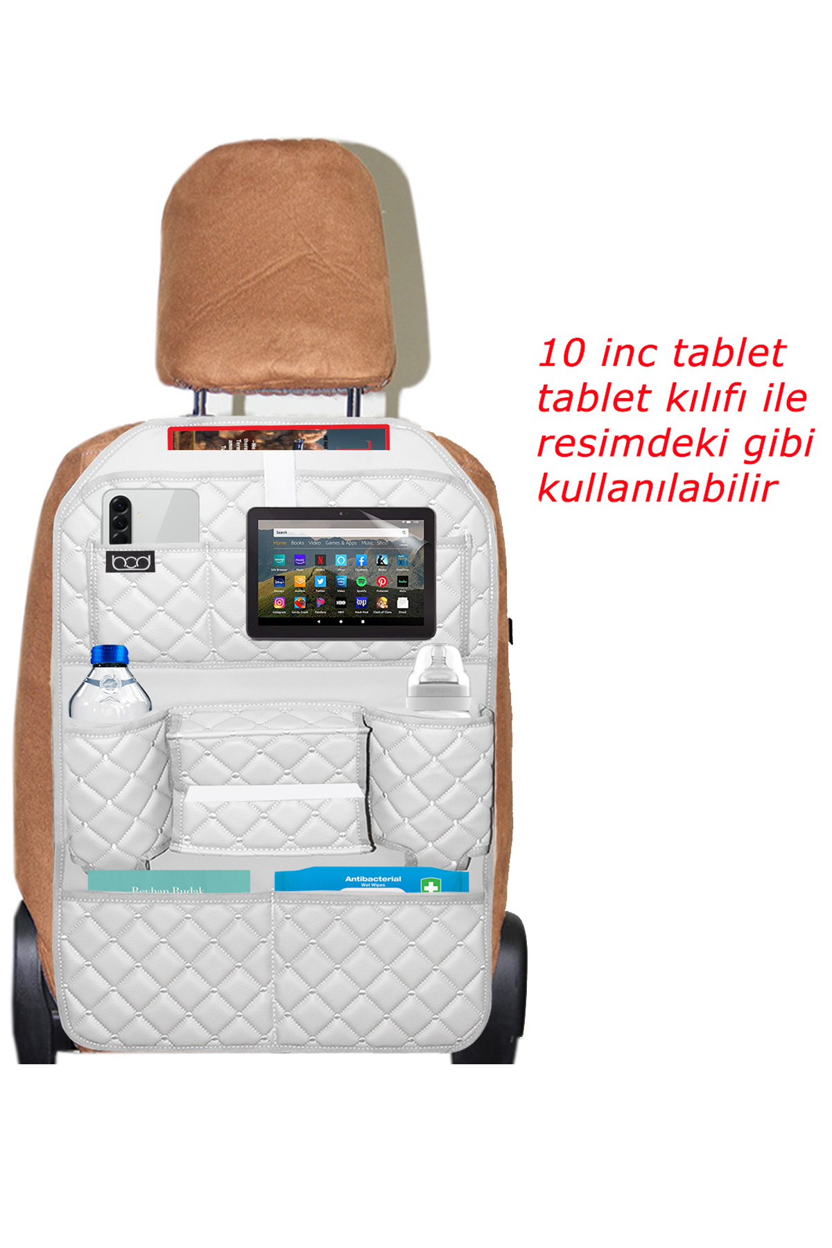 Bod Cunda Oto Koltuk Arkası Koruyucu Eşya Düzenleyici Araç içi Organizer Gri fotoğrafı 4 (önizleme)