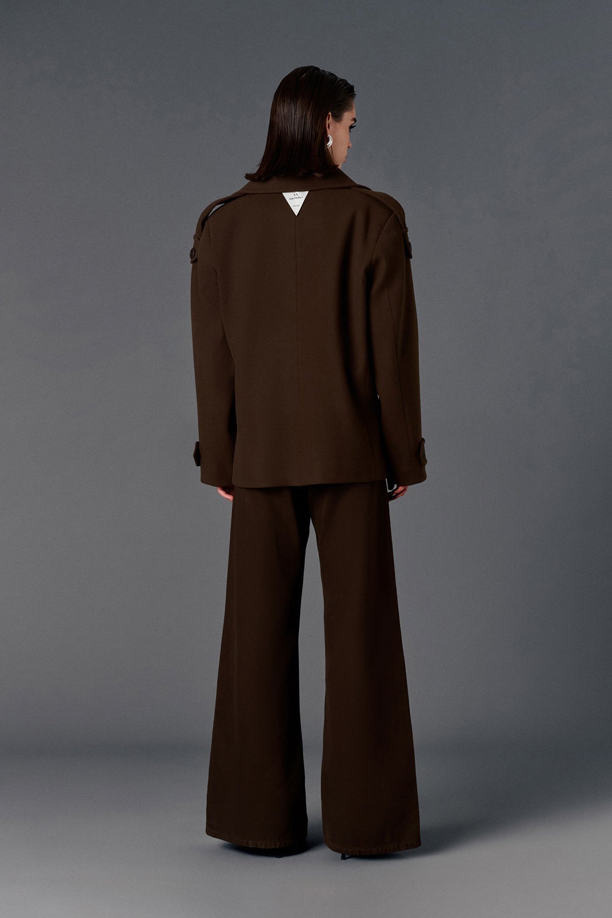 VATKALI  Kruvaze yaka oversize kısa kaban - Görsel 6