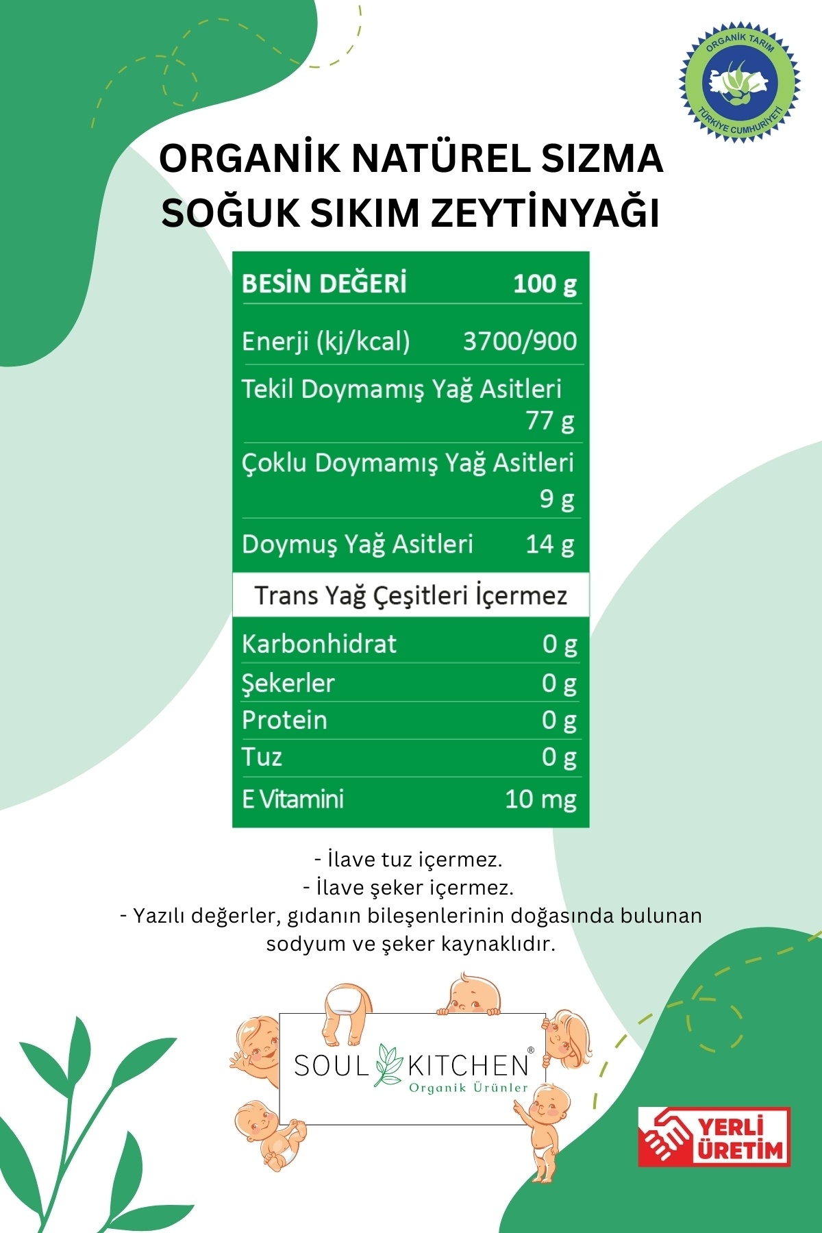 Soul Kitchen Organik Ürünler Organik Sertifikalı Natürel Sızma Zeytinyağı Soğuk Sıkım 250 ml fotoğrafı 7 (önizleme)