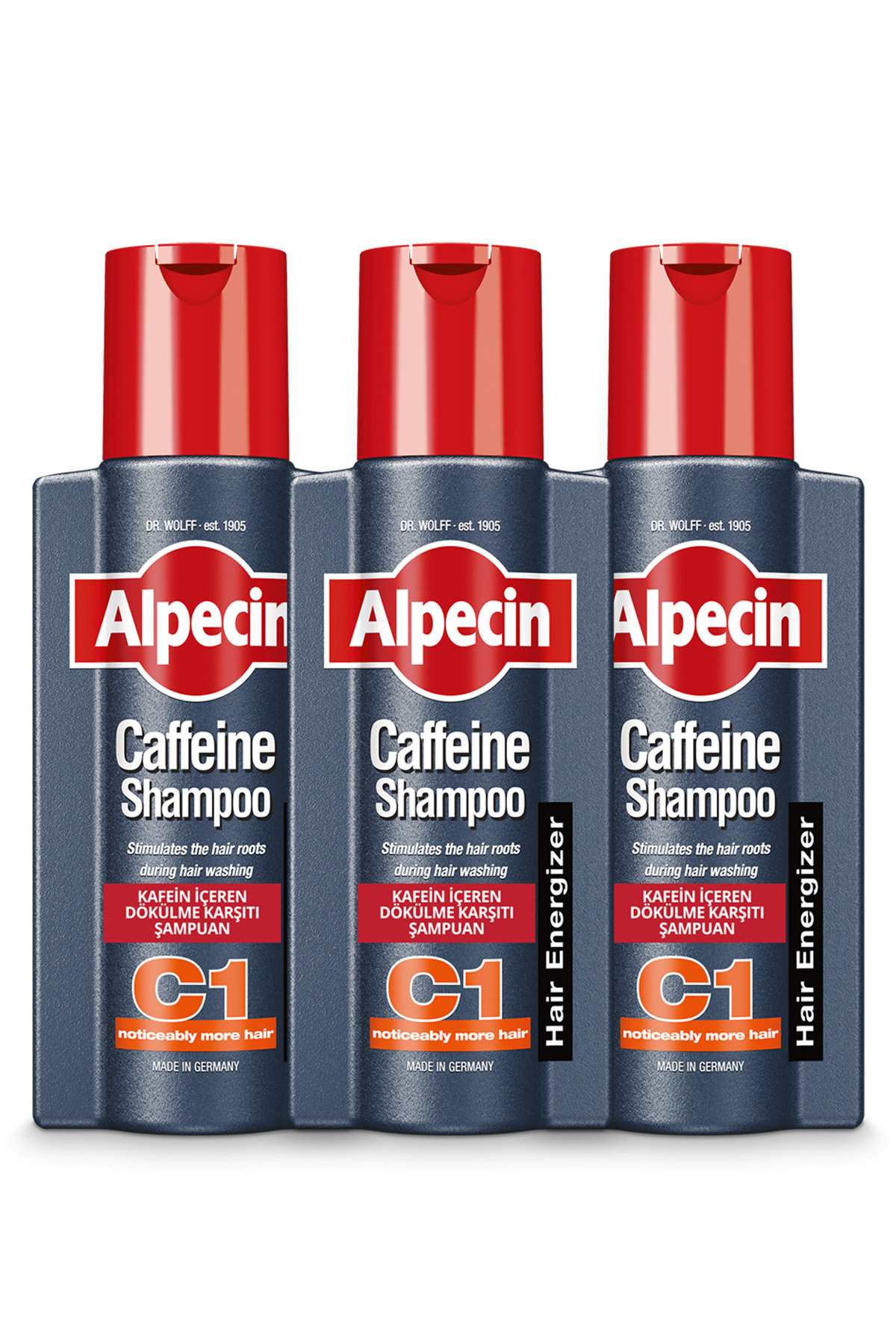 ALPECİN C1 - Kafeinli Dökülme Karşıtı Şampuan X3