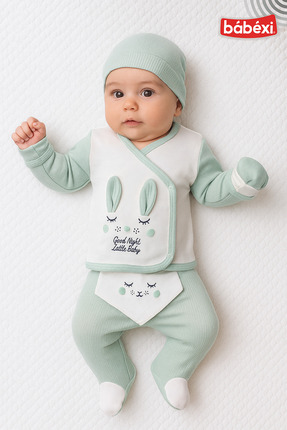 Babexi 5'li Good Night Hastane Çıkışı Zıbın Seti %100 Pamuk