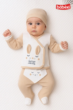 Babexi 5'li Good Night Hastane Çıkışı Zıbın Seti %100 Pamuk