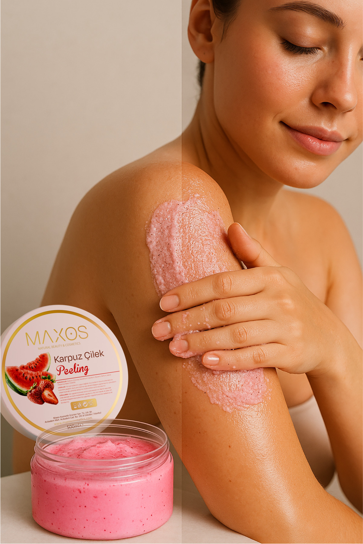 Karpuz ve Çilek Peeling 500ml Canlandırıcı, Derin Arındıcı, Batık Giderici — PEELMAX01 — تصویر 3 از 3
