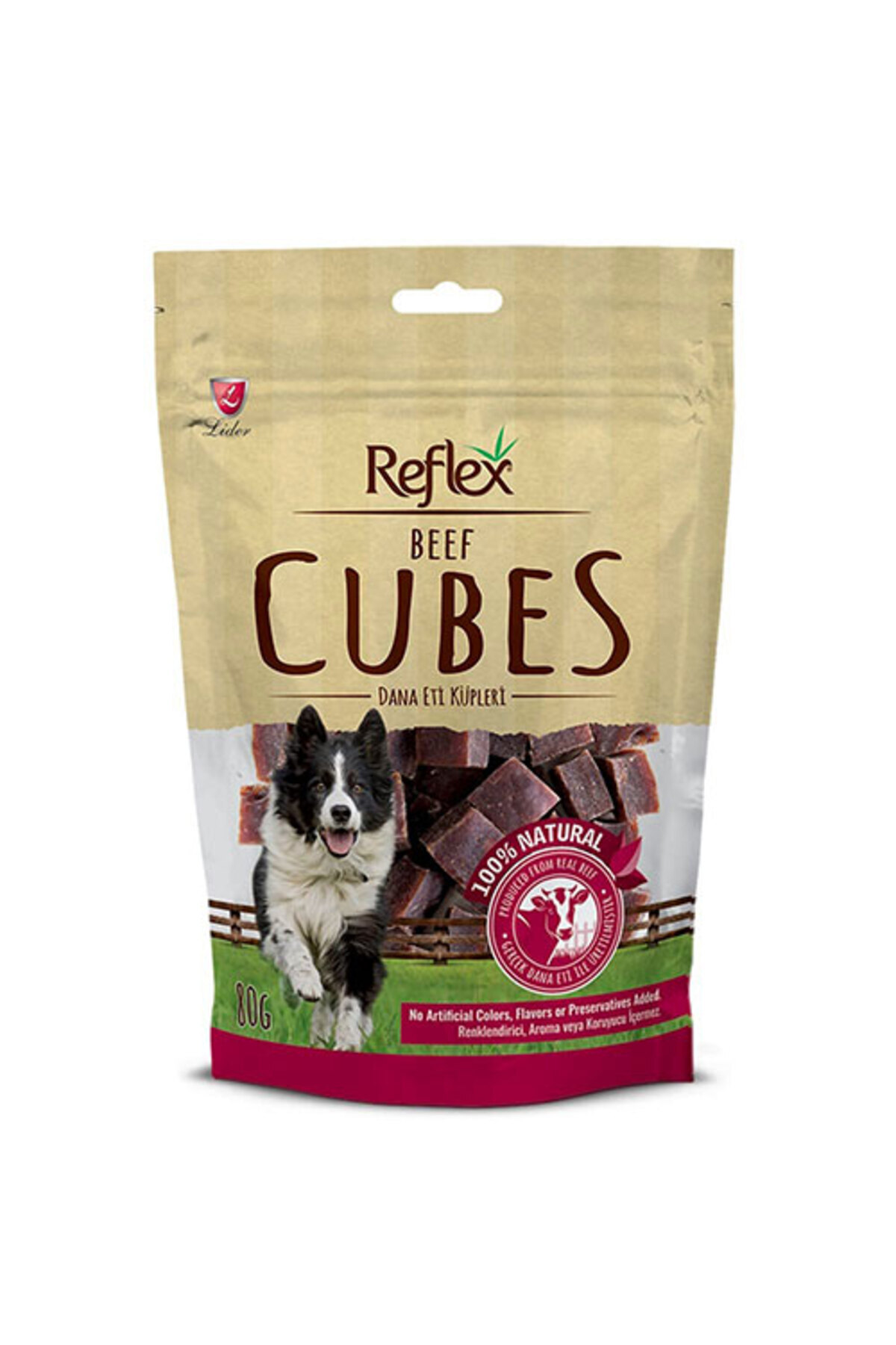 Reflex Biftek Dilim Küp Kurutulmuş Et Köpek Ödülü 80 Gr
