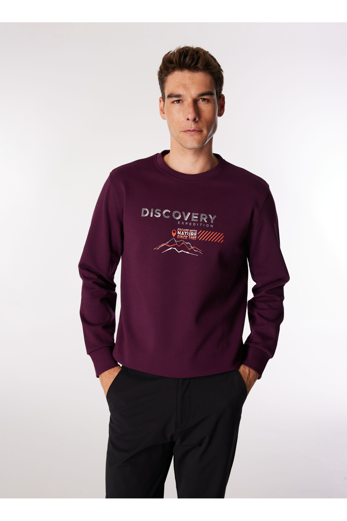 Discovery Expedition Mürdüm Erkek Bisiklet Yaka Relaxed Baskılı