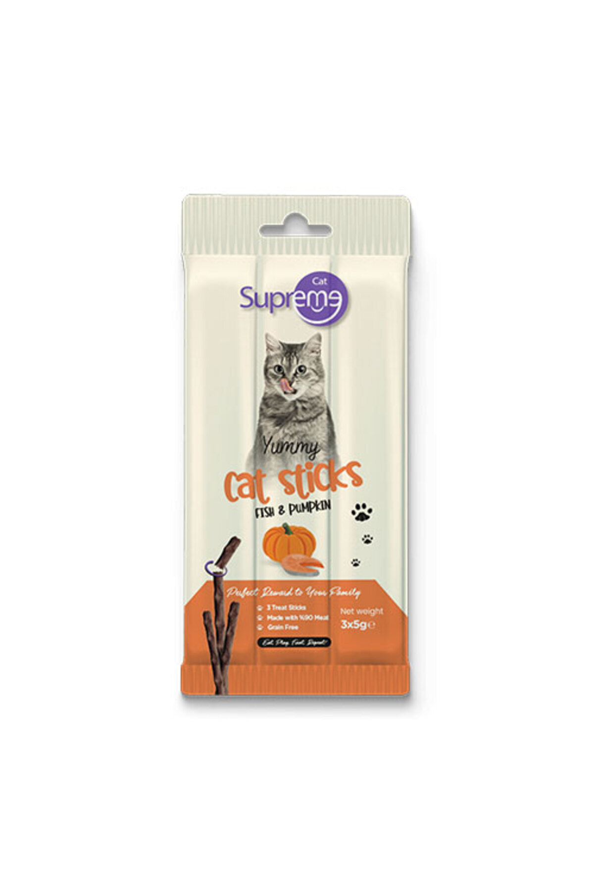 Supreme Cat Sticks Tonbalıklı ve Bal Kabaklı Yetişkin Kedi Ödül Çubuğu 3x5 Gr