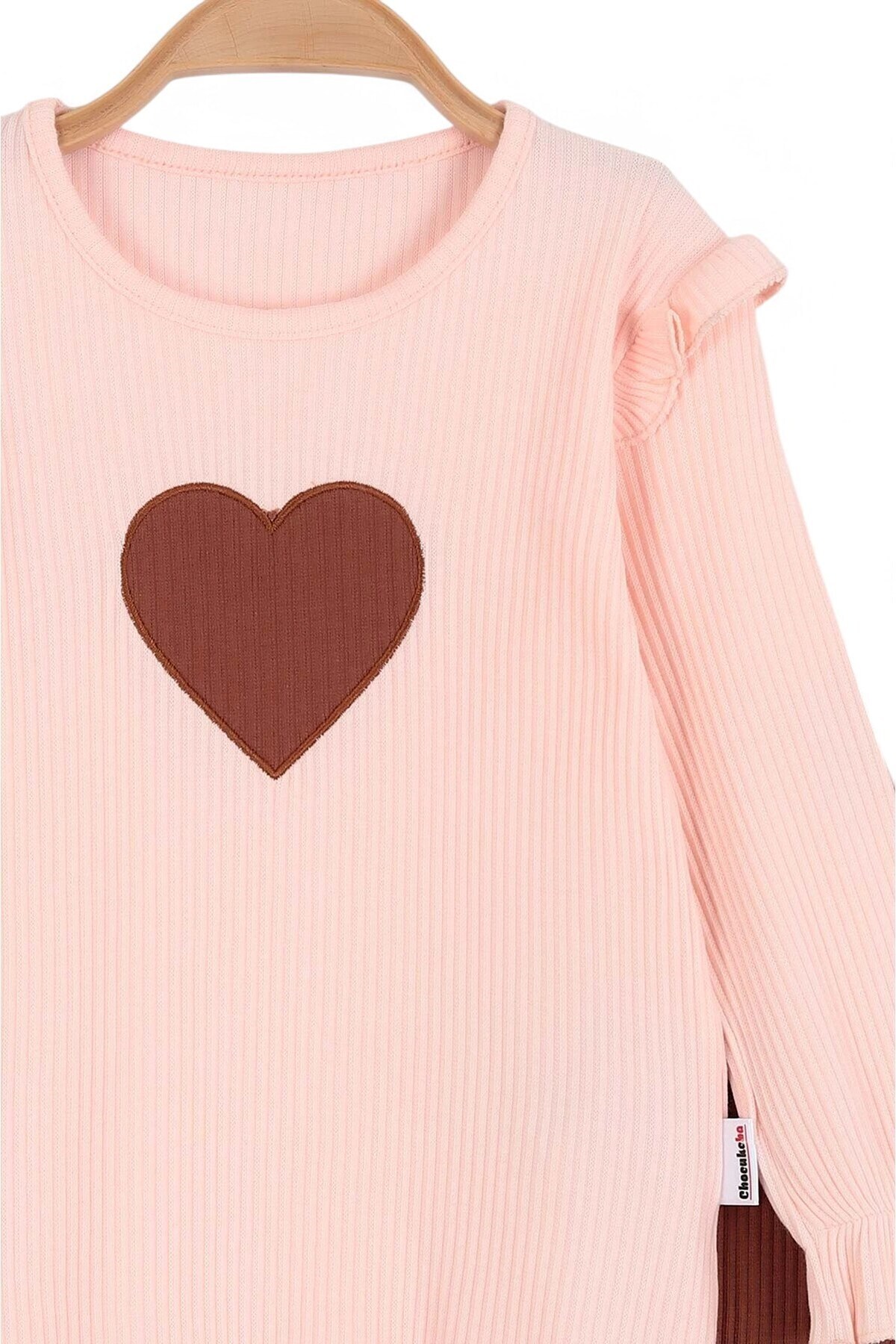 Ege Bebek Kız Bebek Kalp Nakışlı Ispanyol Paçalı Ribana-Fitilli Kumaş Mevsimlik 2li Takım fotoğrafı 5 (önizleme)