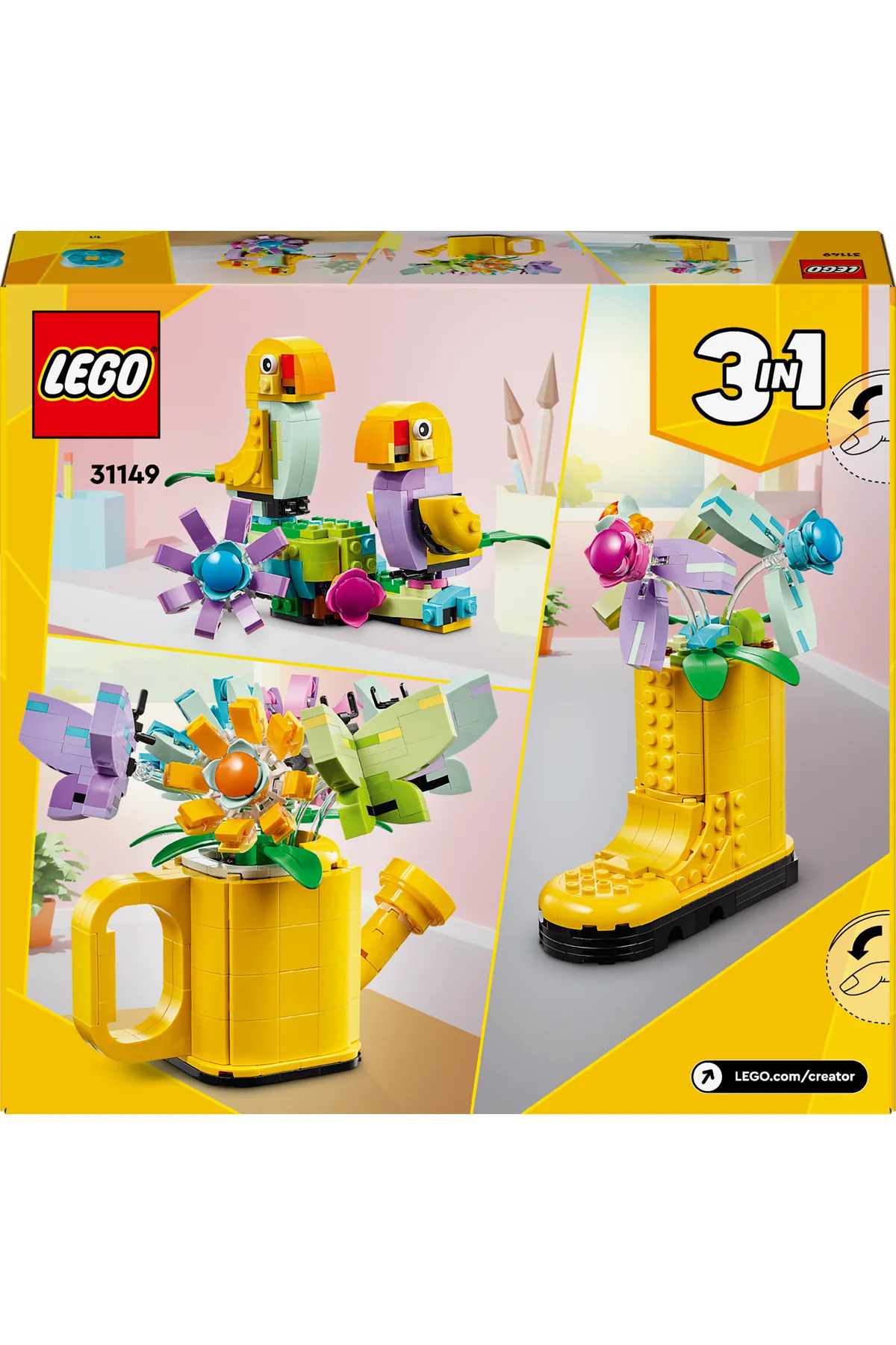 LEGO ®   Creator 3 az 1-ben virágok öntözőedényben 31149 - 8+ kreatív játéképítő készlet (420 darab)