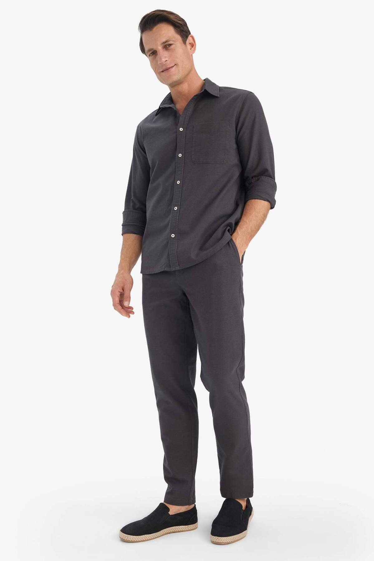 دفاکتو شلوار کتانی باریک 100% پنبه ای Jogger Anthracite مردانه D2671AX/AR9