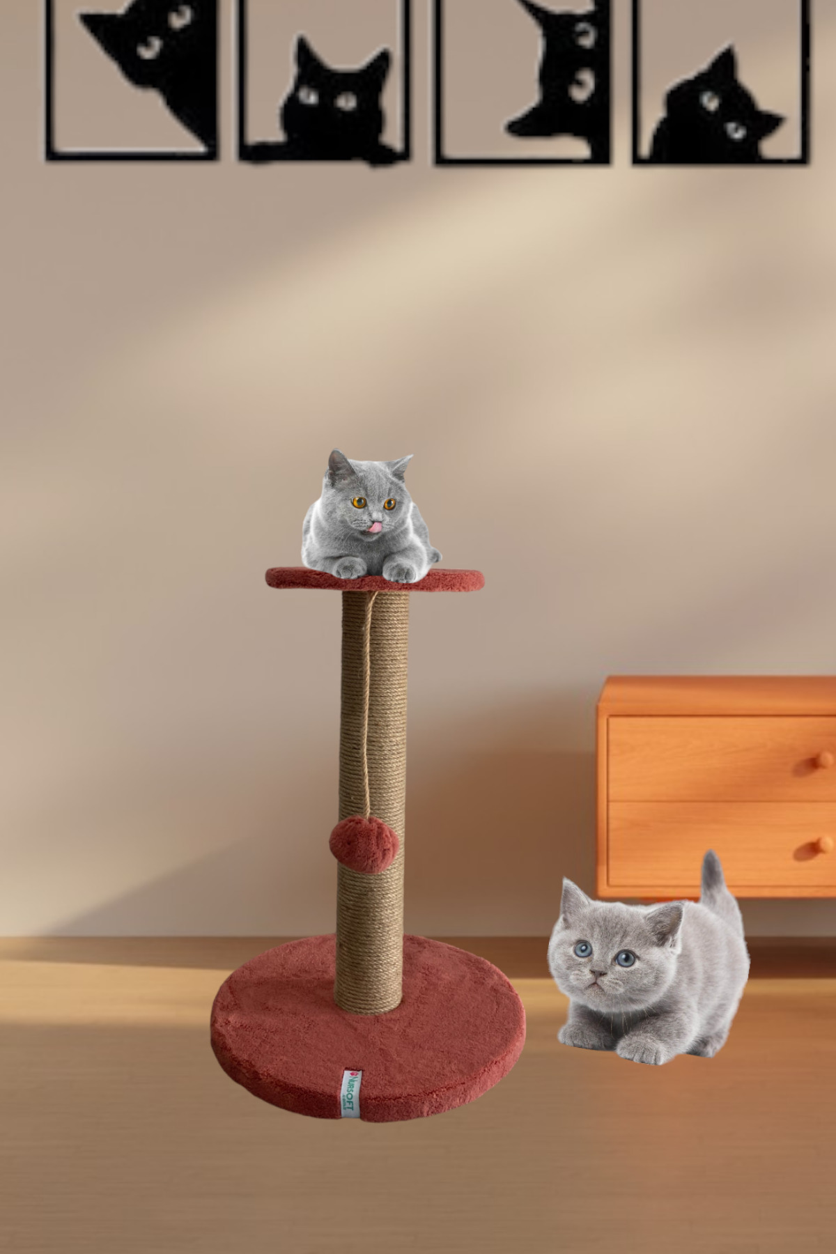 Nursoft Stepli Kedi Tırmalama Tahtası Mercan