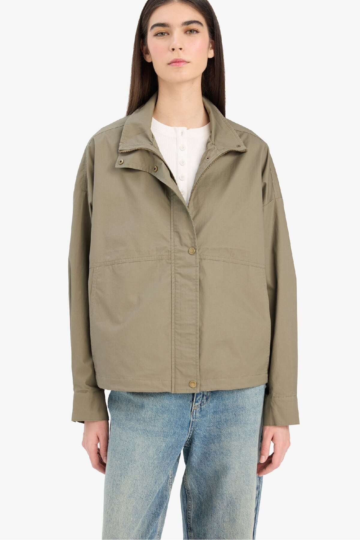 Waterproof Relax Fit Cotton Zipper Coat E8609AX25AU