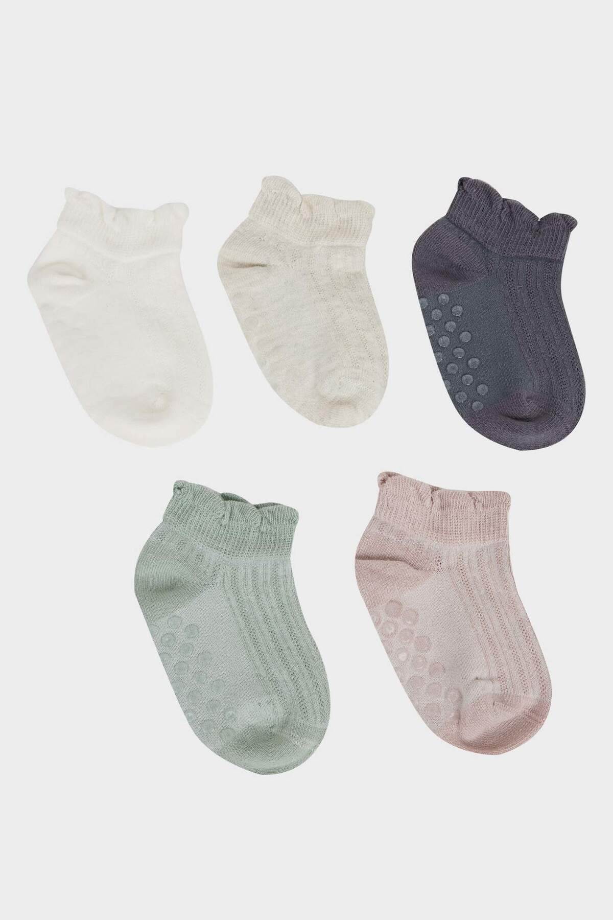 Baby Girl Non-Slip Sole 5pcs Cotton Booties Socks F6743A5NS