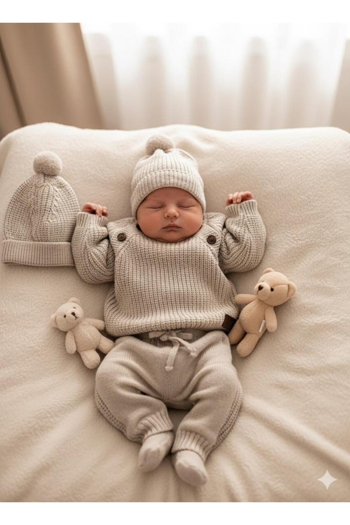 BİLGEN Style ERKEK BEBEK TRİKO SELANİK ÖRME ŞAPKALI KIŞLIK 3 LÜ TAKIM fotoğrafı 6 (önizleme)