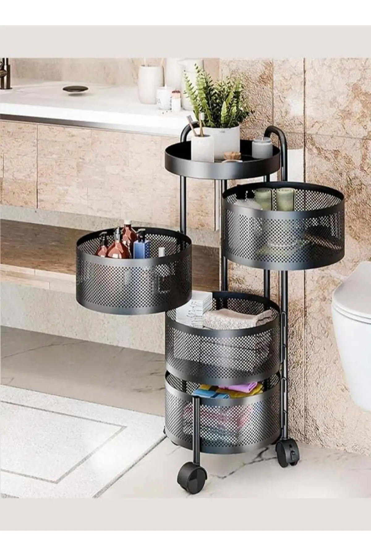 سلة فواكه ديدا-كوزموس للمطبخ، رف تخزين دوار، عربات تخزين للمطبخ، عربة دوارة مع