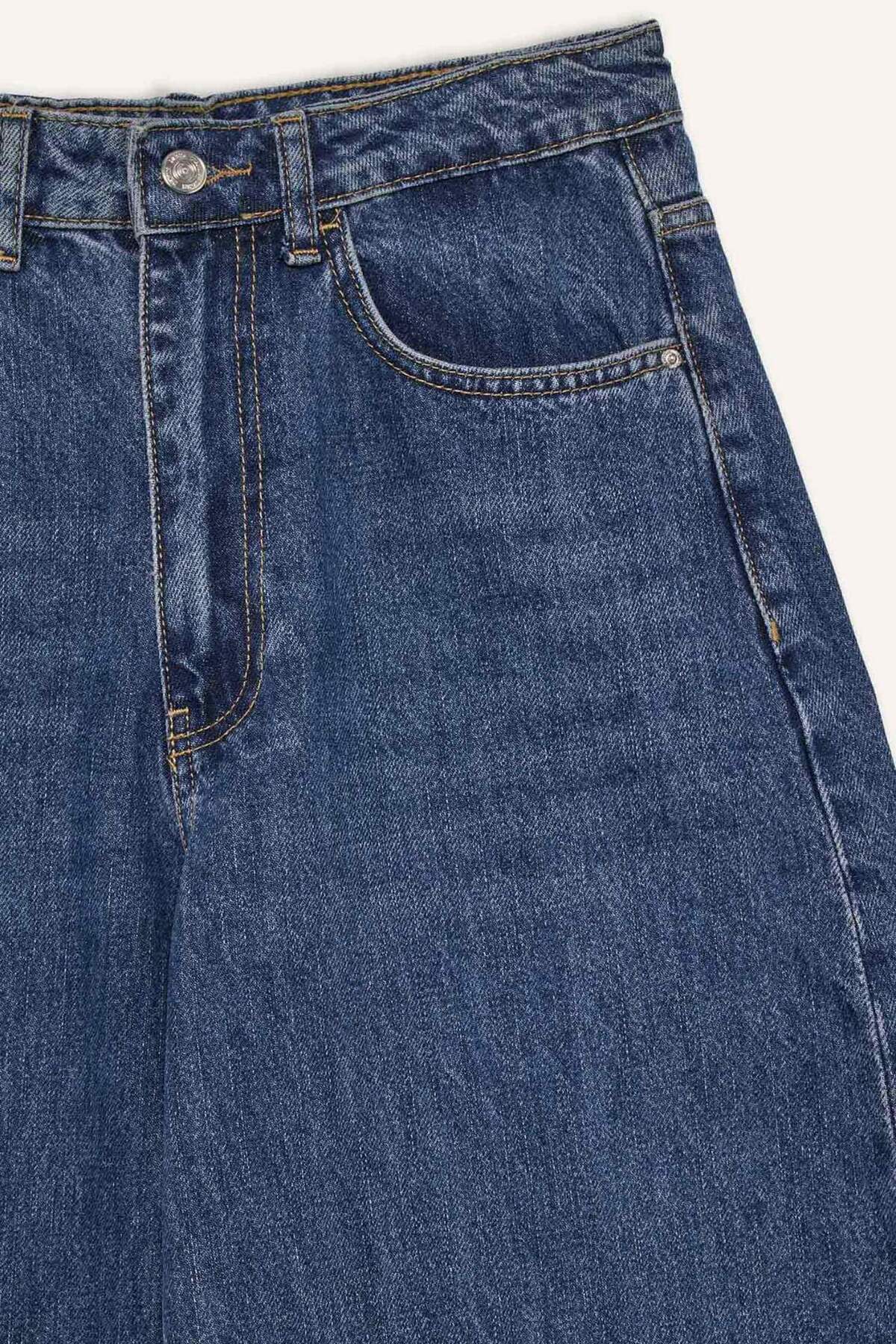 Defacto  %100 Pamuk Barrel Fıt Yüksek Bel Katlamalı Paça Jean Pantolon F7688AX25AU - Görsel 8