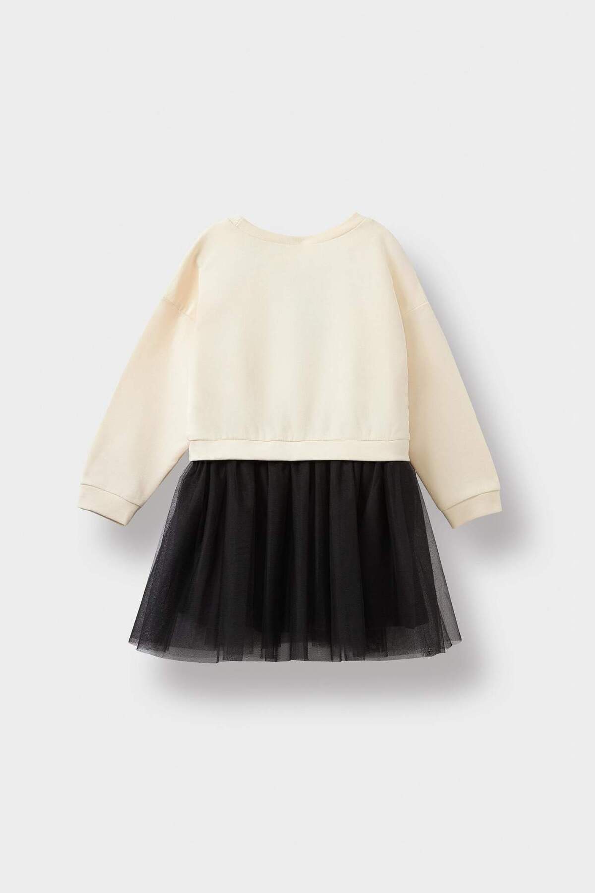 DeFacto Baby Girl Printed Long Sleeve Tulle Dress F4863A525Au