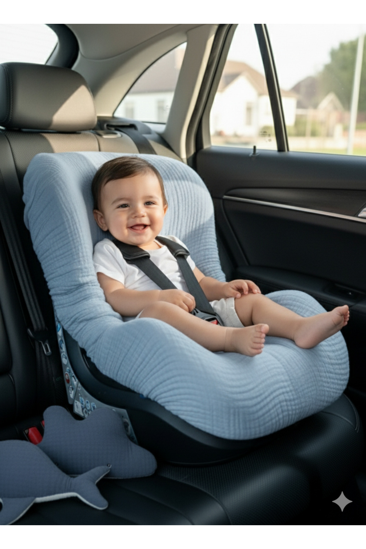 Joyous Mom Kids 4 Katlı Müslin Bebek Oto Koltuk Kılıfı Lastikli %100 Pamuk Organik Oto Koltuk Kılıfı fotoğrafı 2 (önizleme)