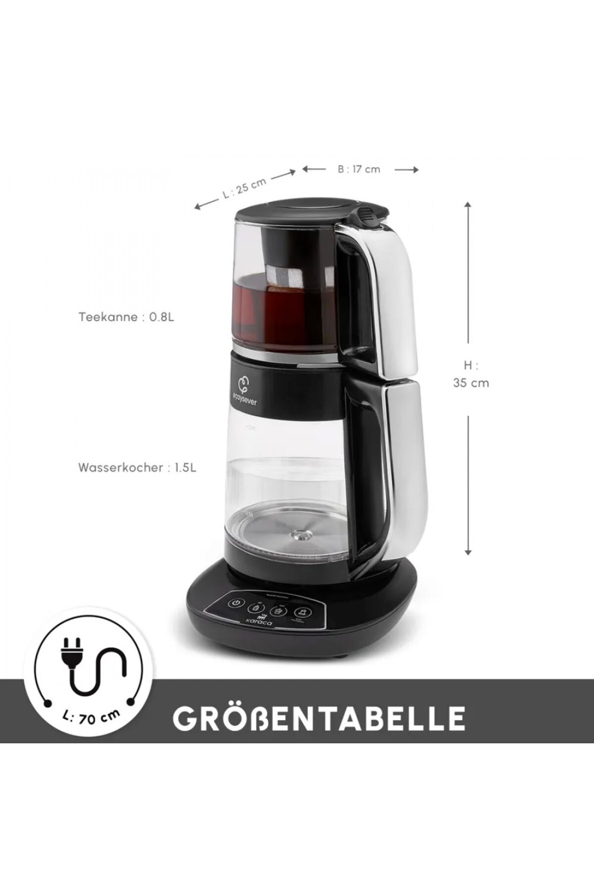 Caysever Maschine, Stahl, Chrome 1700 W, BPA-frei, 0,8 Lt